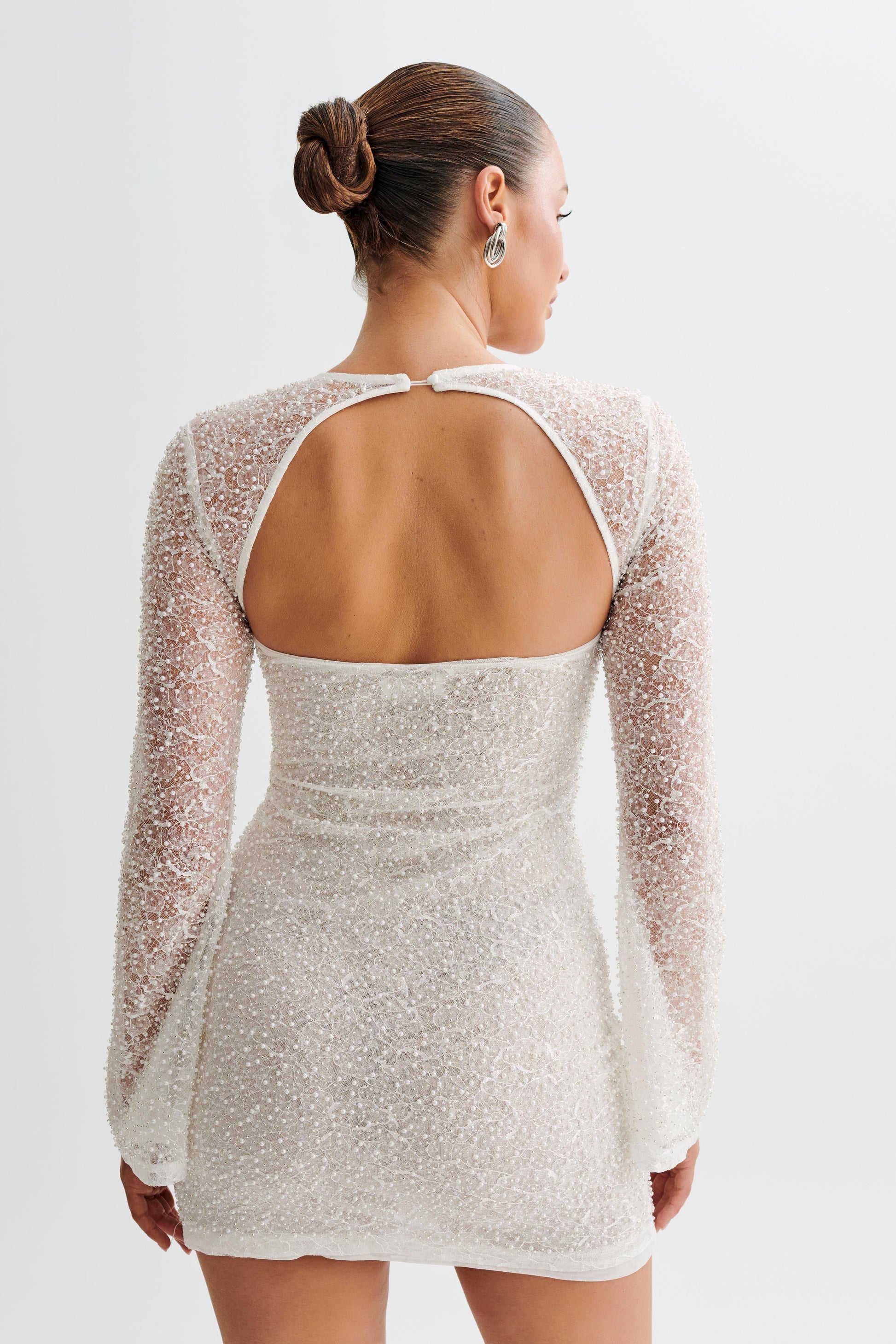 Paxton Pearl Beaded Mini Dress - White #3