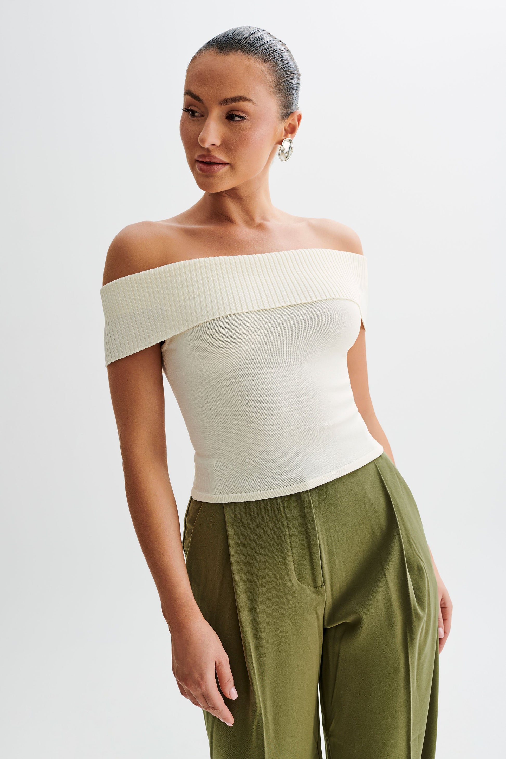 Susanna Off Shoulder Knit Top - Ivory #10