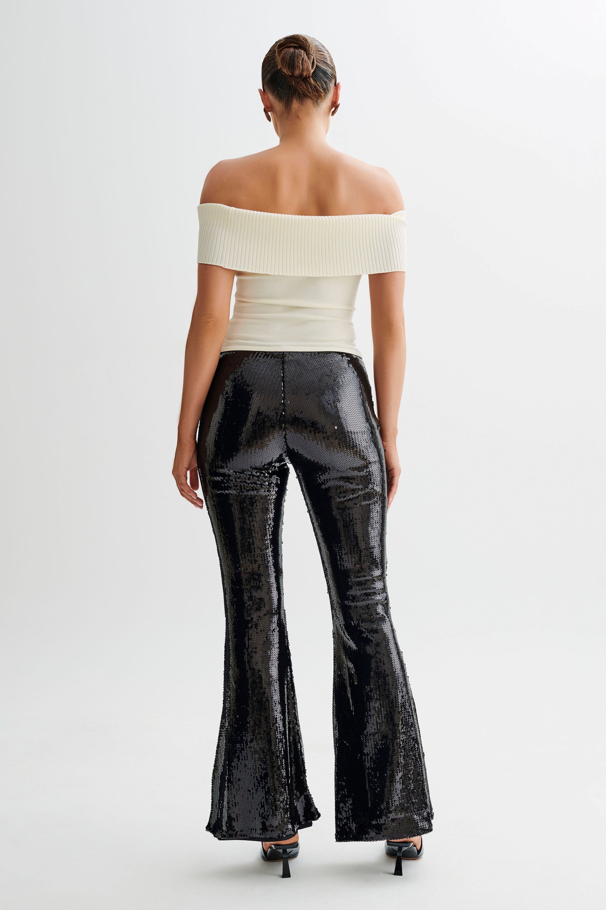 Wilma Wide Leg Sequin Pants - Black #3