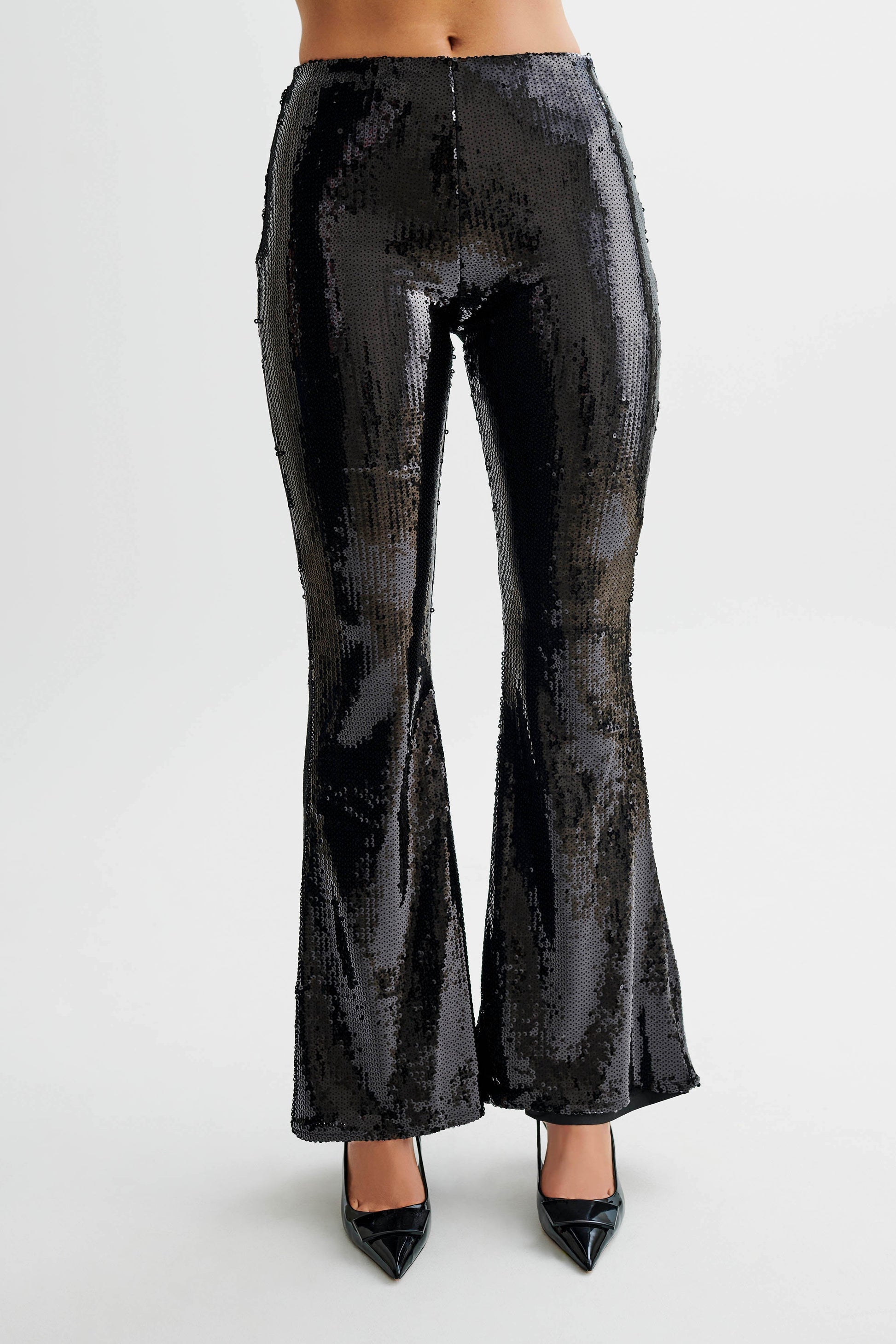 Wilma Wide Leg Sequin Pants - Black #8