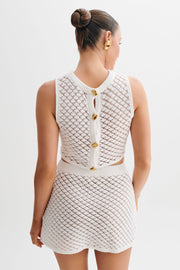 Lorenza Knit A-Line Mini Skirt - Ivory
