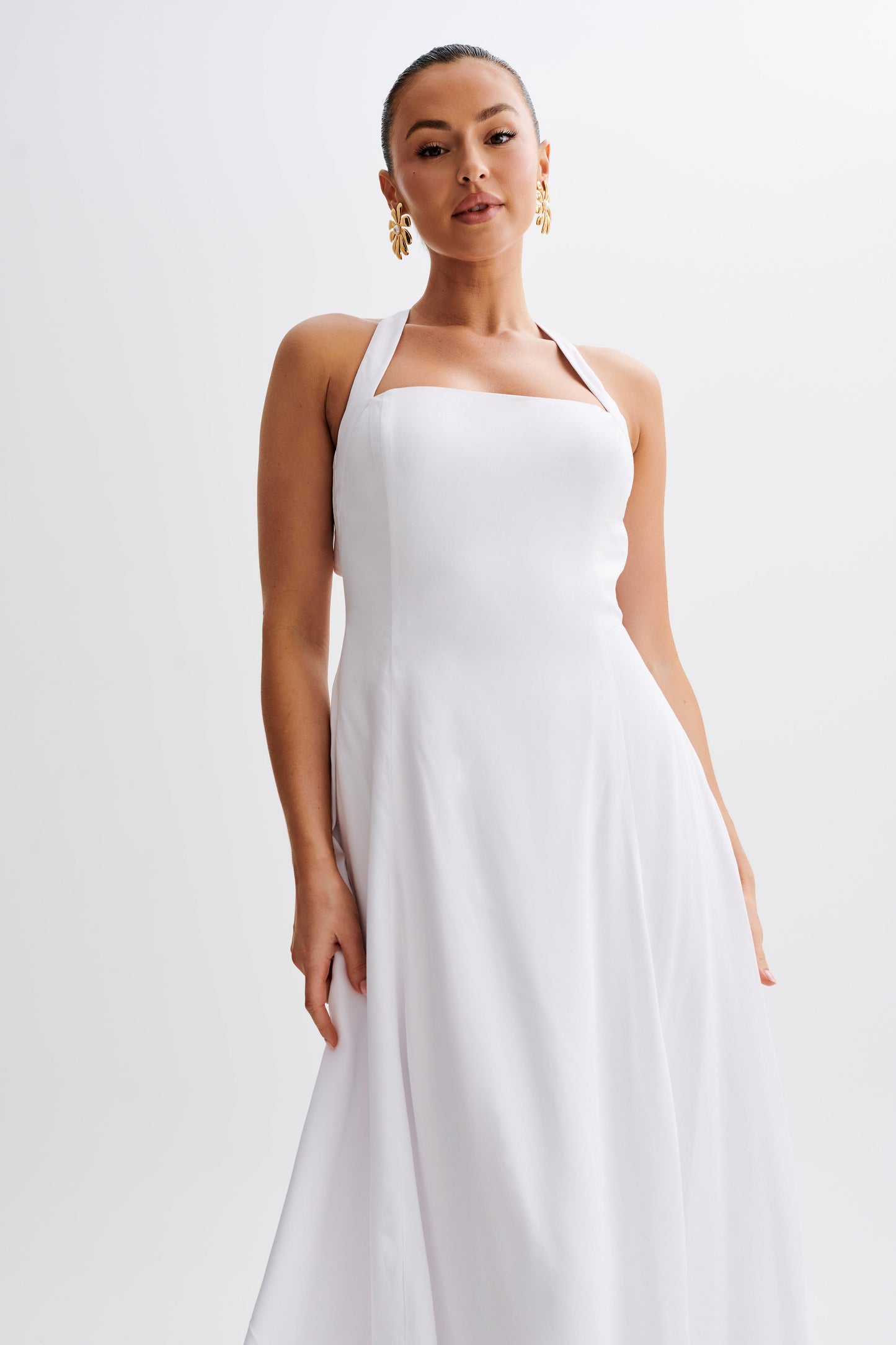 Carabella Cross Back Midi Dress - White