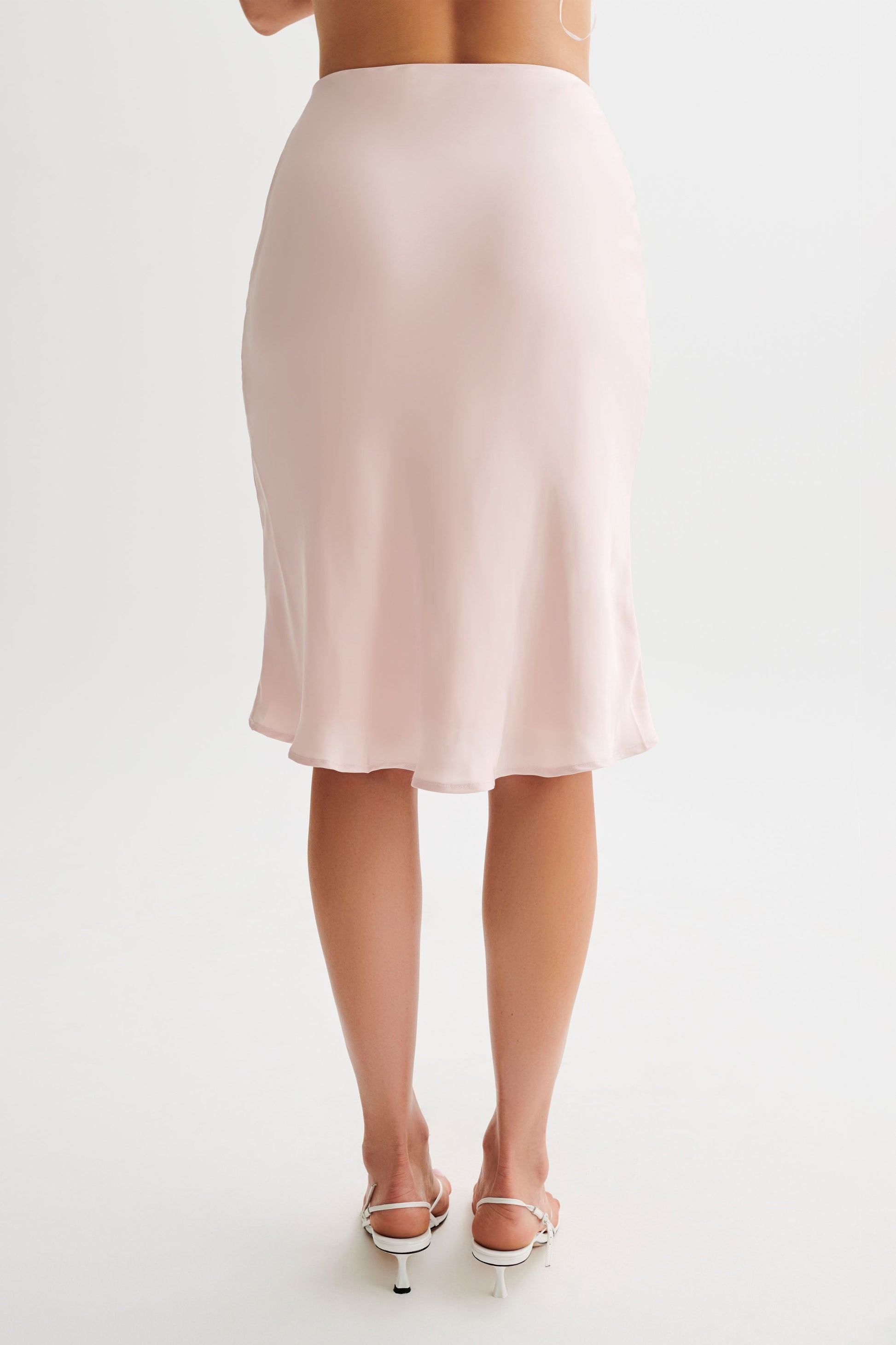 Allegra Satin Knee Length Skirt - Pale Pink #2