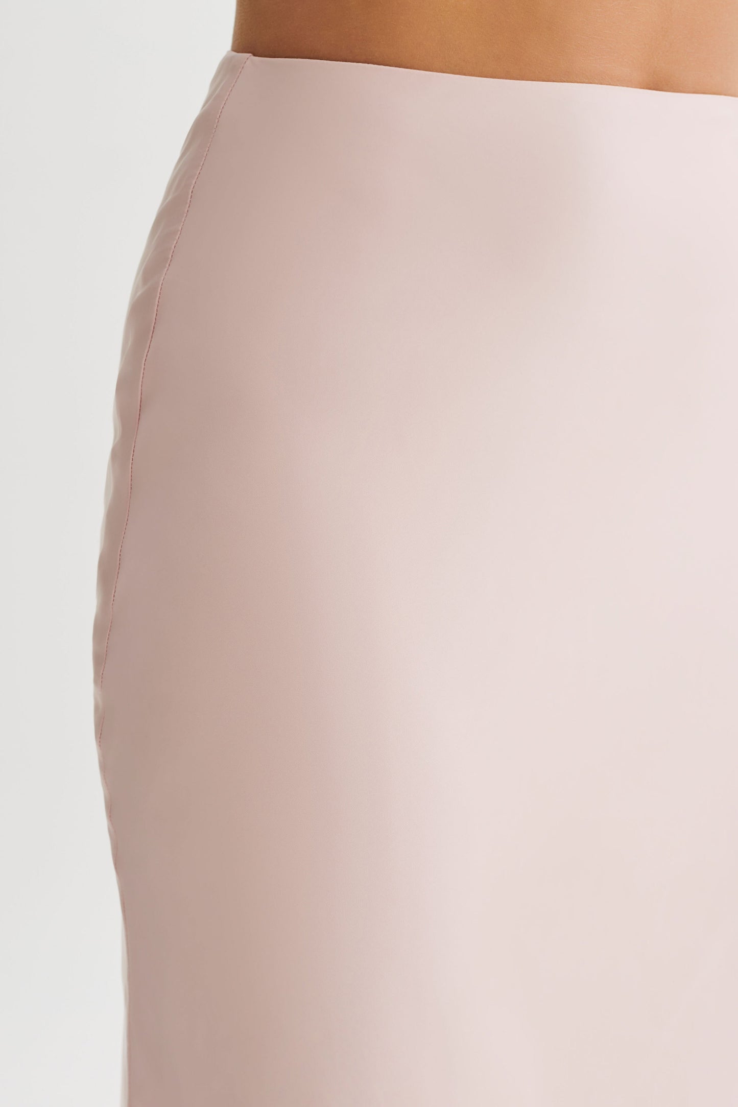 Allegra Satin Knee Length Skirt - Pale Pink