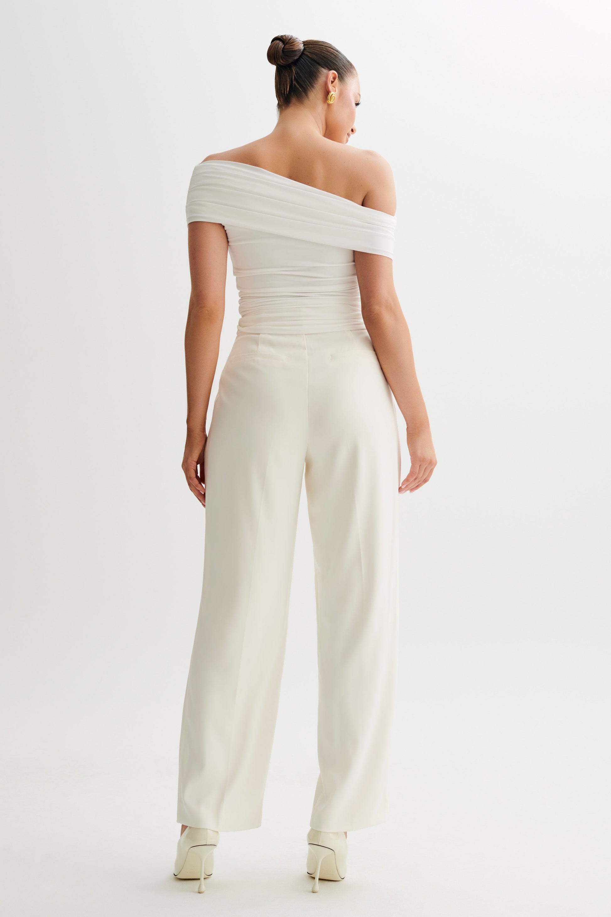 Cassandra Off Shoulder Slinky Top - White #6