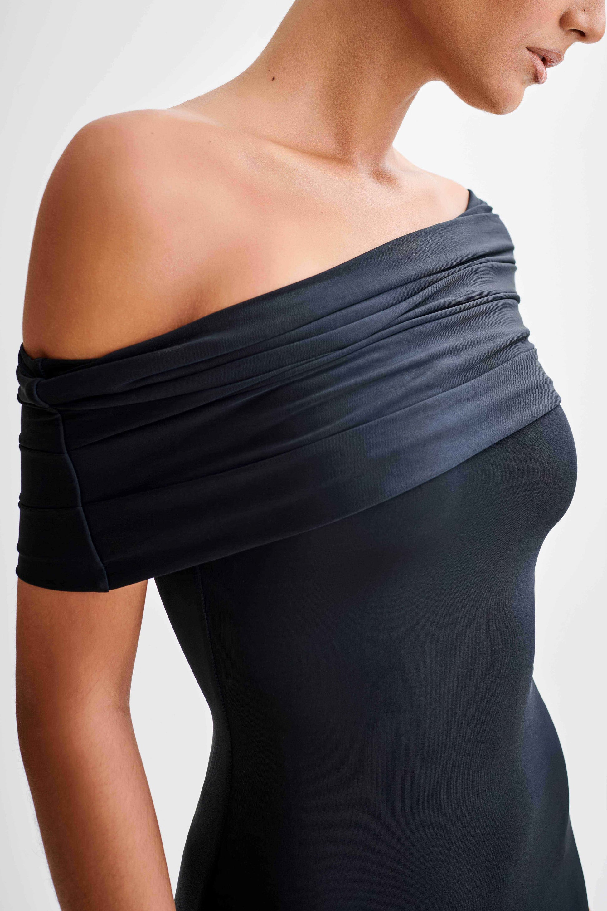 Cassandra Off Shoulder Slinky Maxi Dress - Black #3