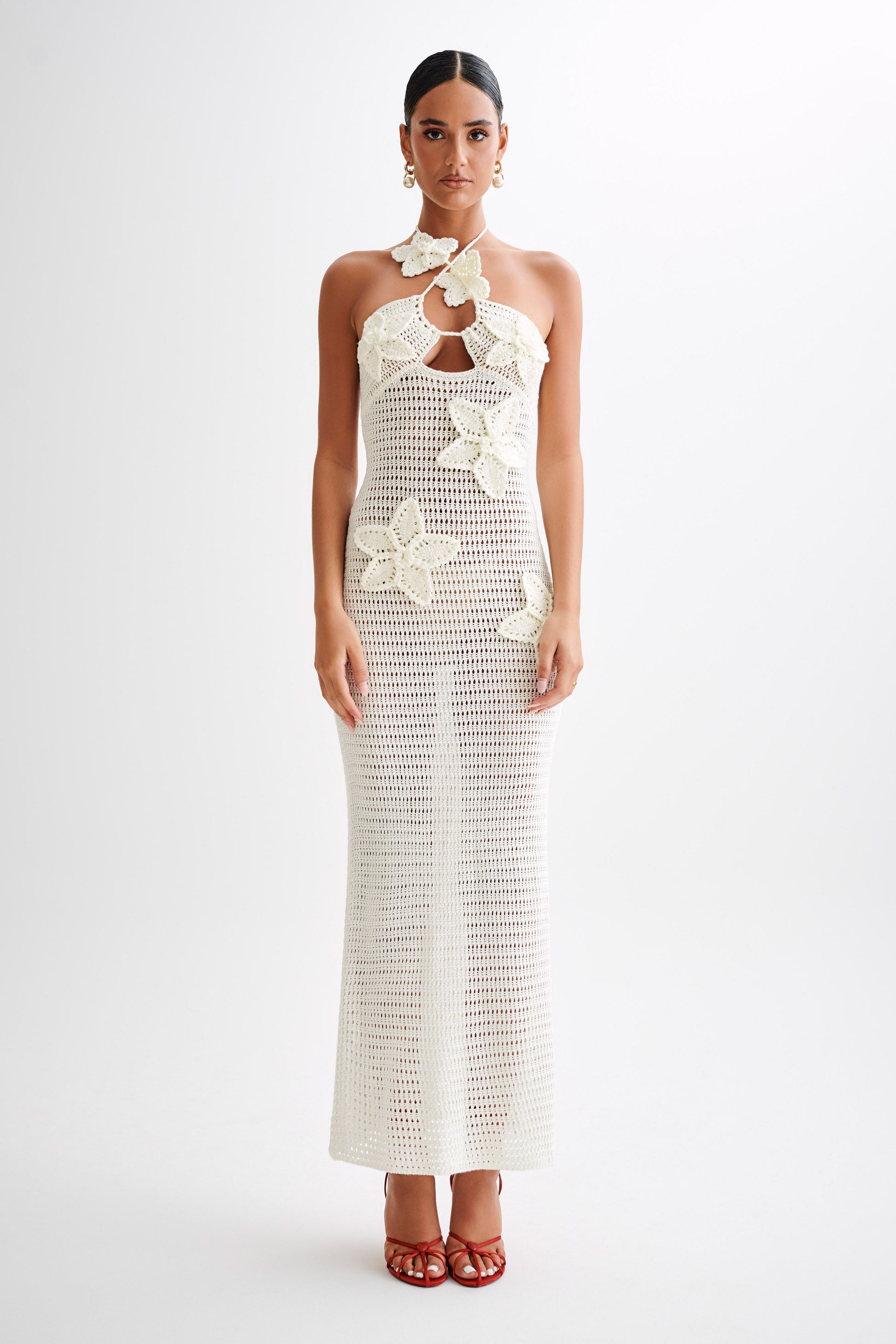 Kyla Floral Crochet Maxi Dress - Ivory #2