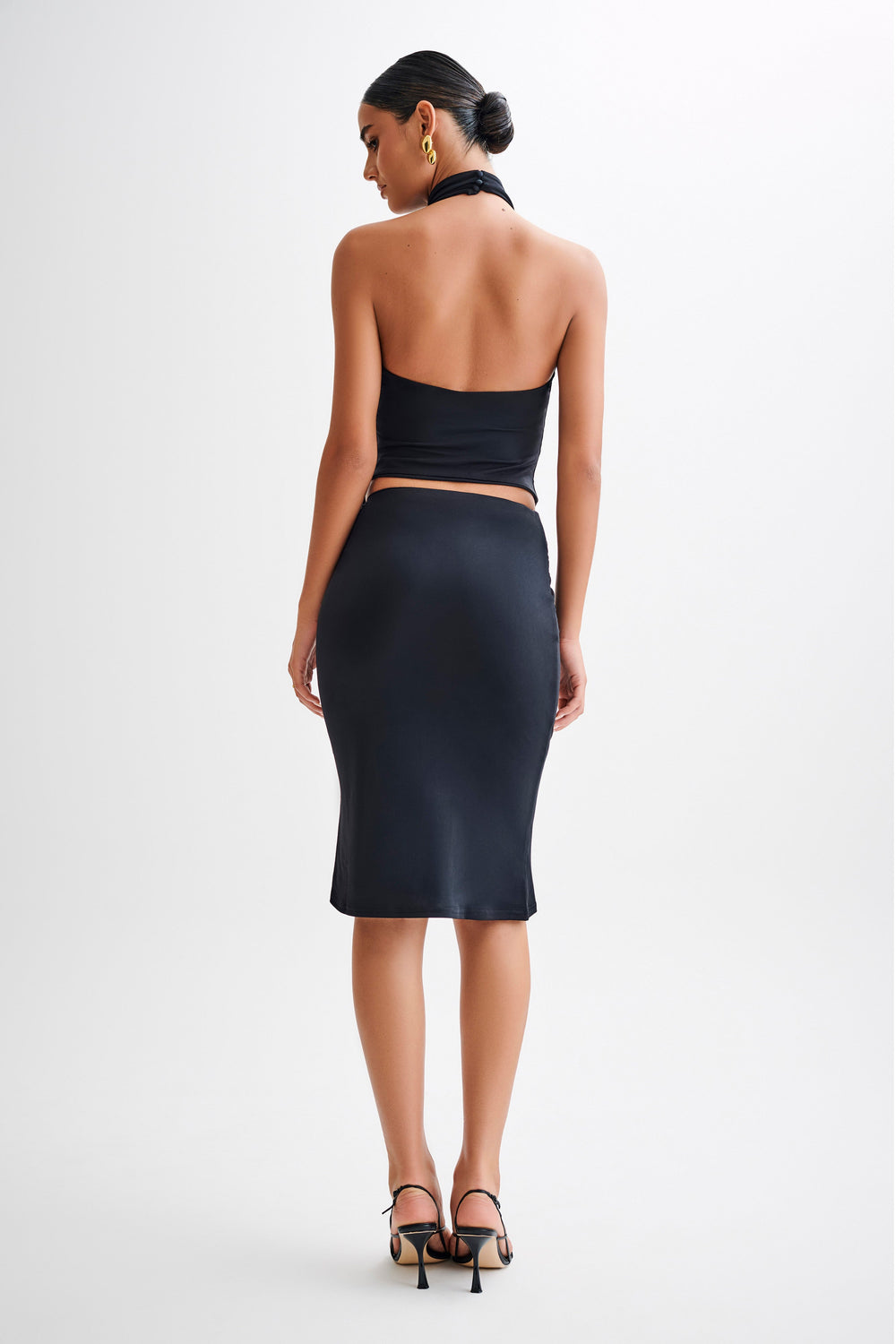 Mara Slinky Knee Length Skirt - Black