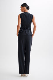 Amelie Suiting Longline Vest - Black