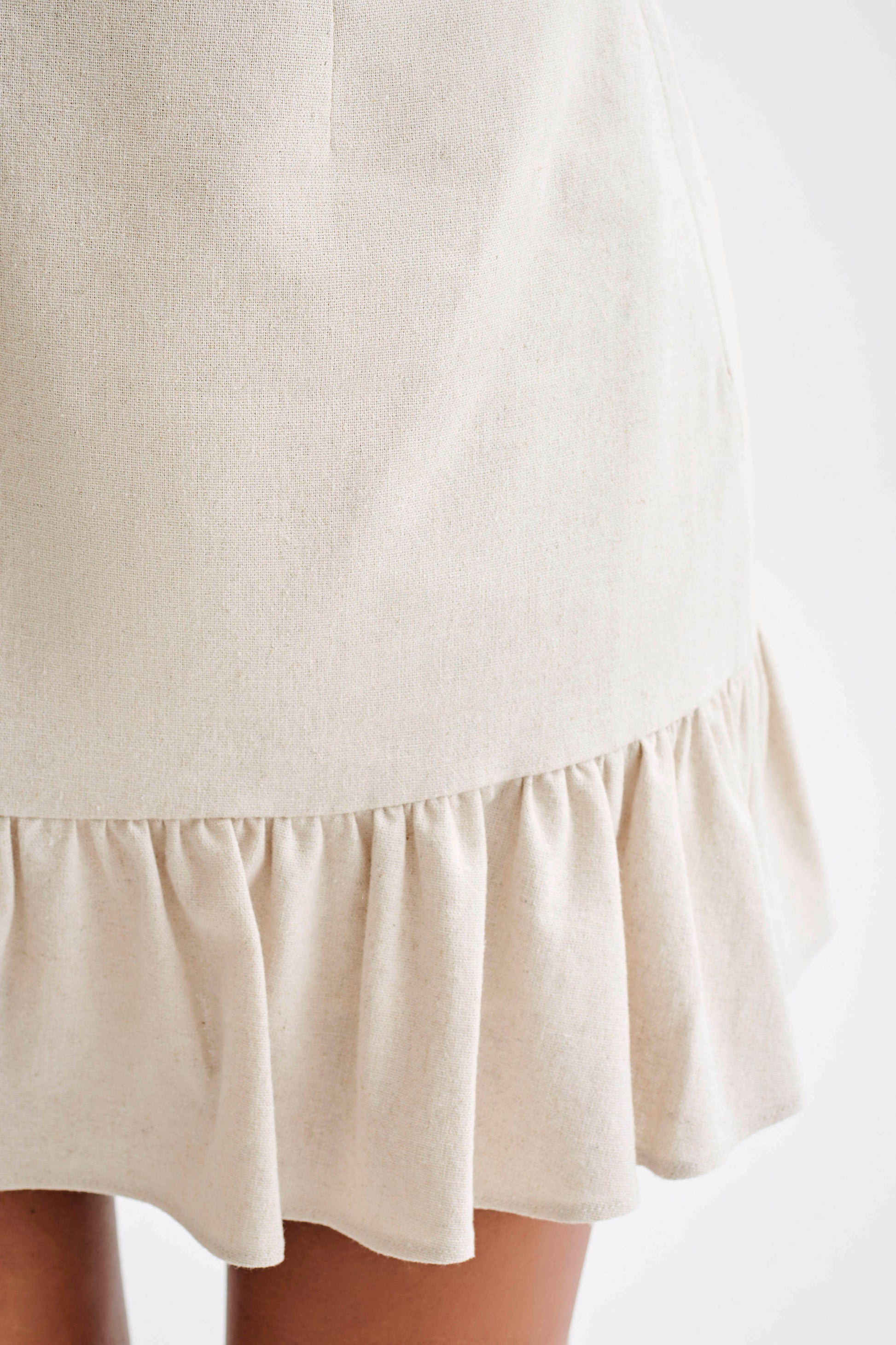 Delfina Linen Mini Skirt With Ruffle - Natural #9
