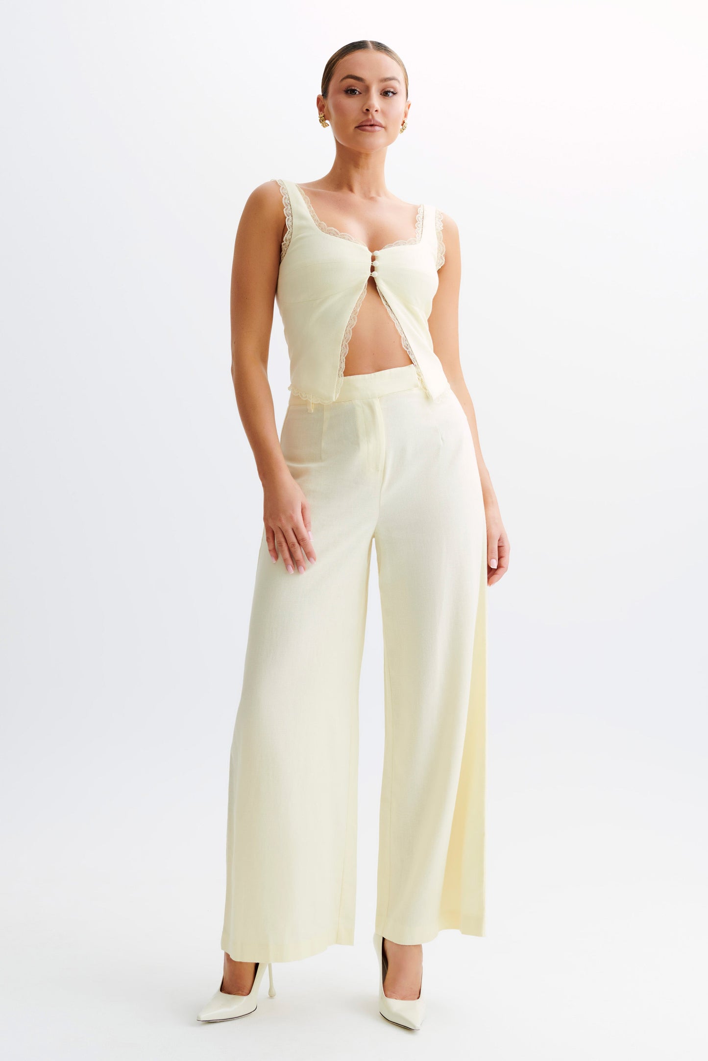 Franca Linen Sleeveless Top - Lemon Sherbet