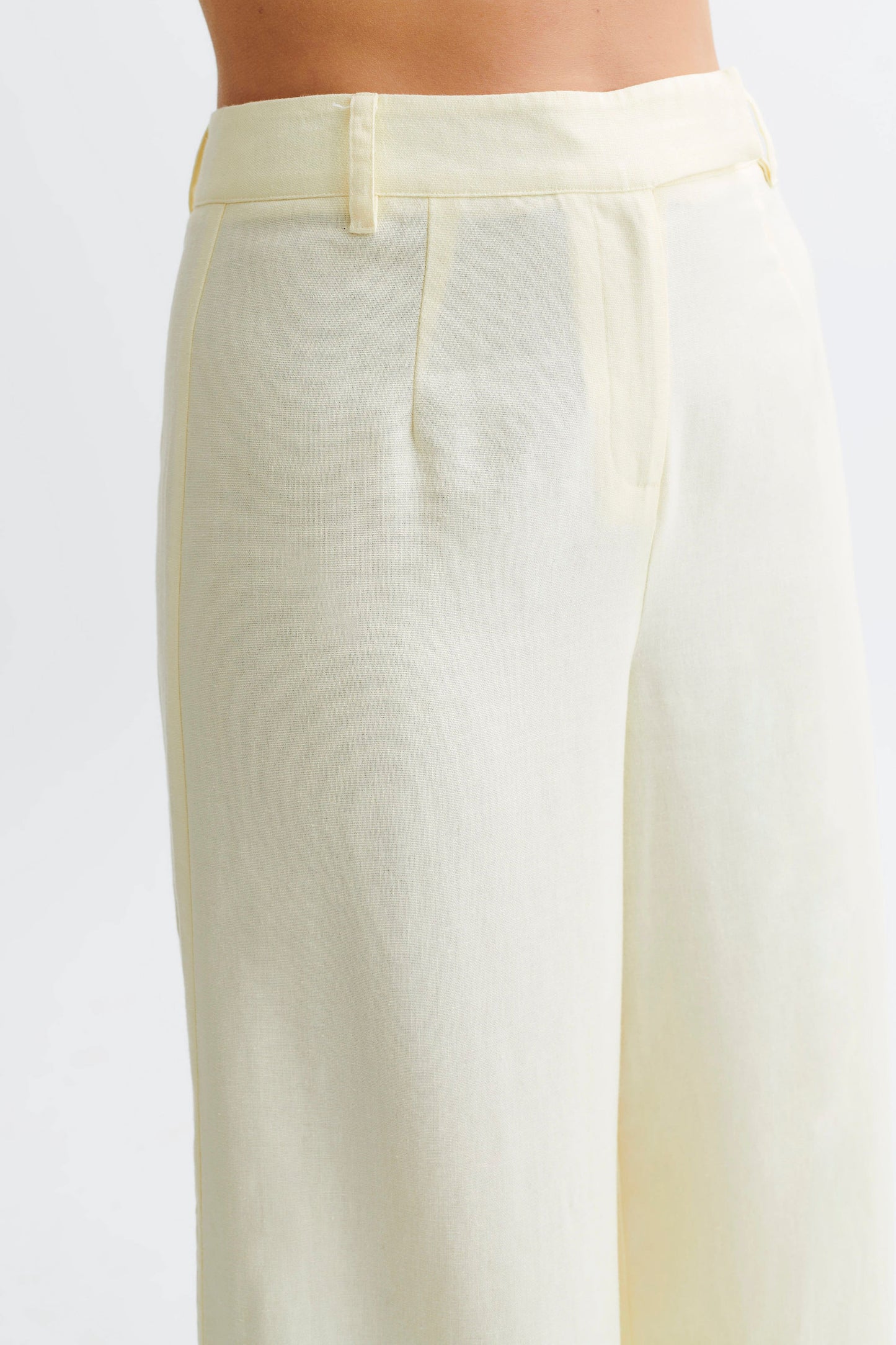 Franca Linen Wide Leg Pant - Lemon Sherbet