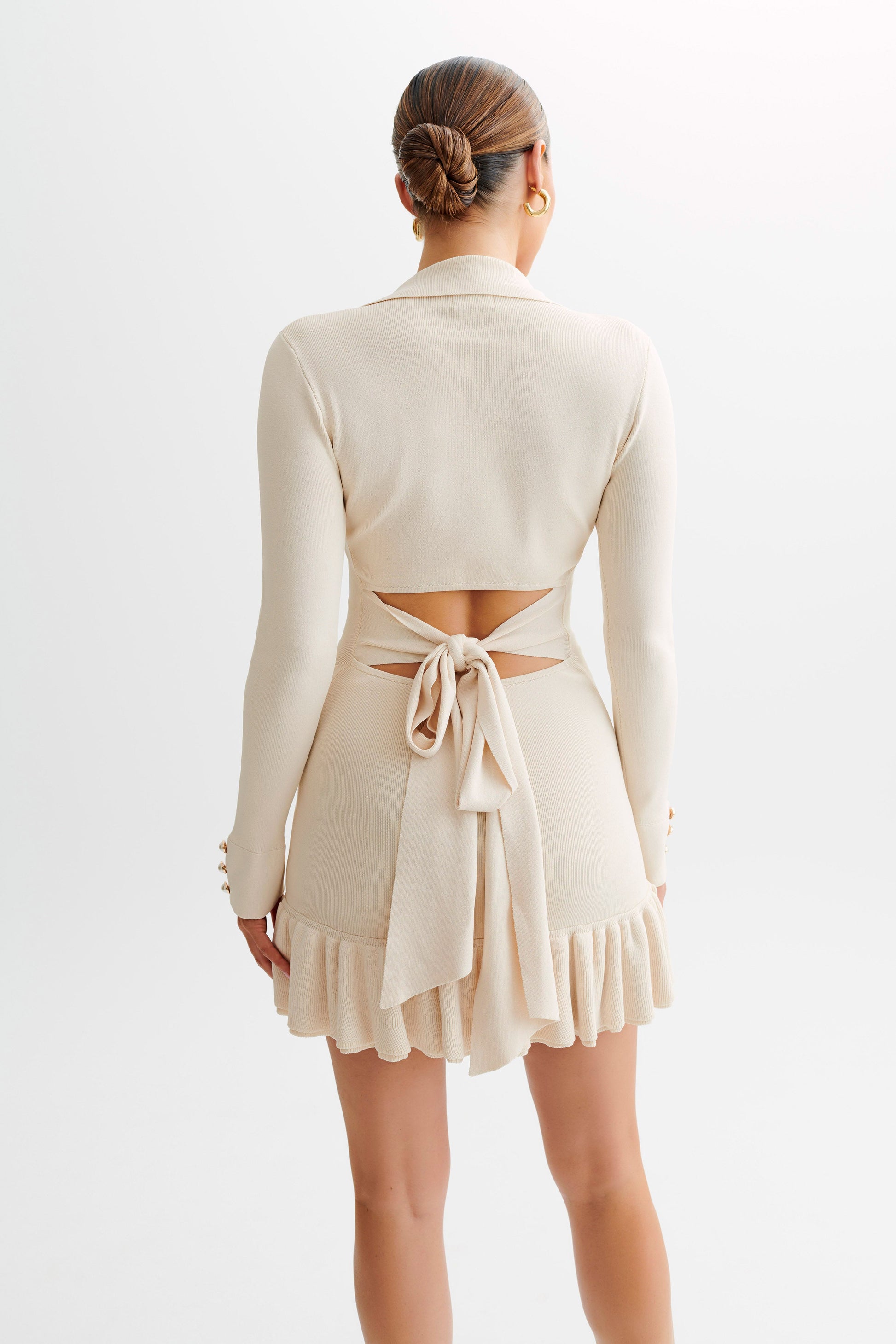 Pareesa Contrast Frill Mini Dress - Cream #2
