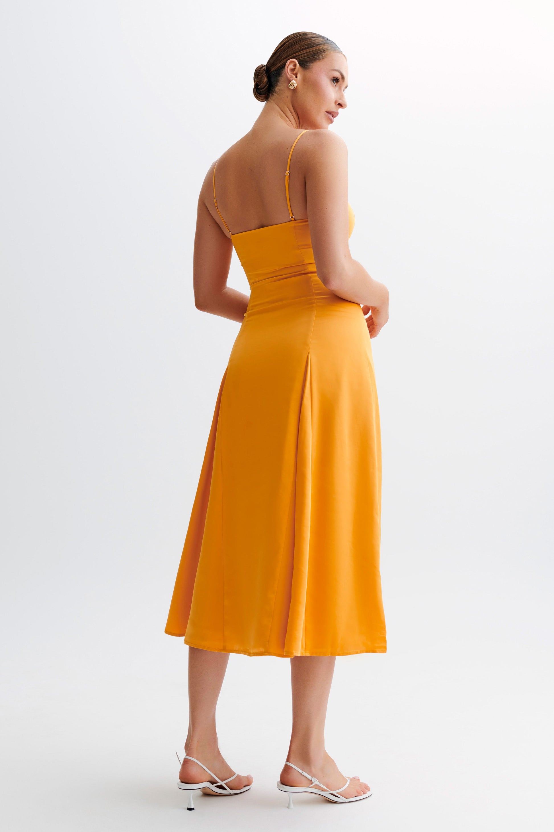 Luciana Satin Midi Dress - Tangerine #5