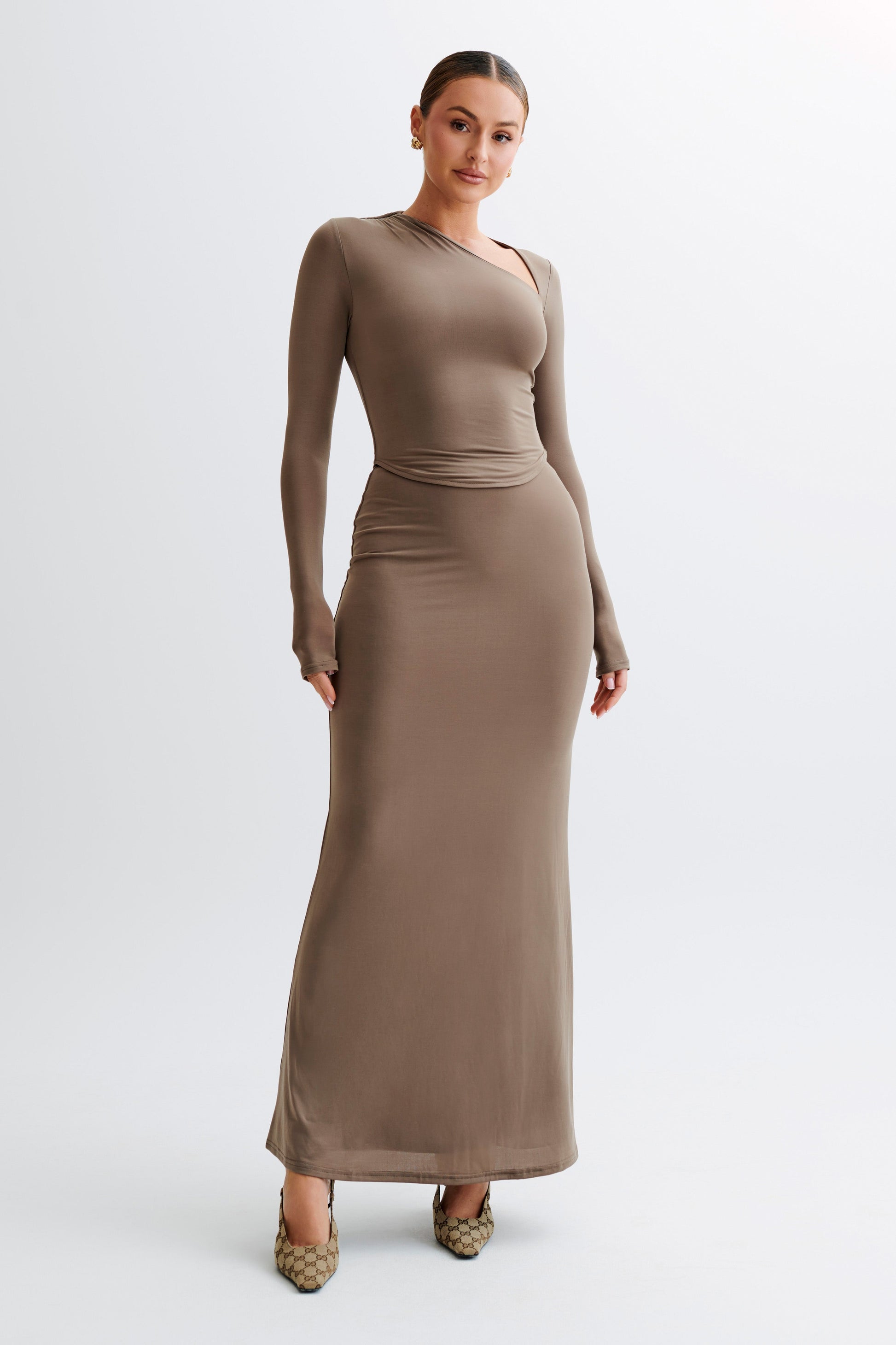 Bruna Slinky Long Sleeve Top With Cut Out - Coco #5