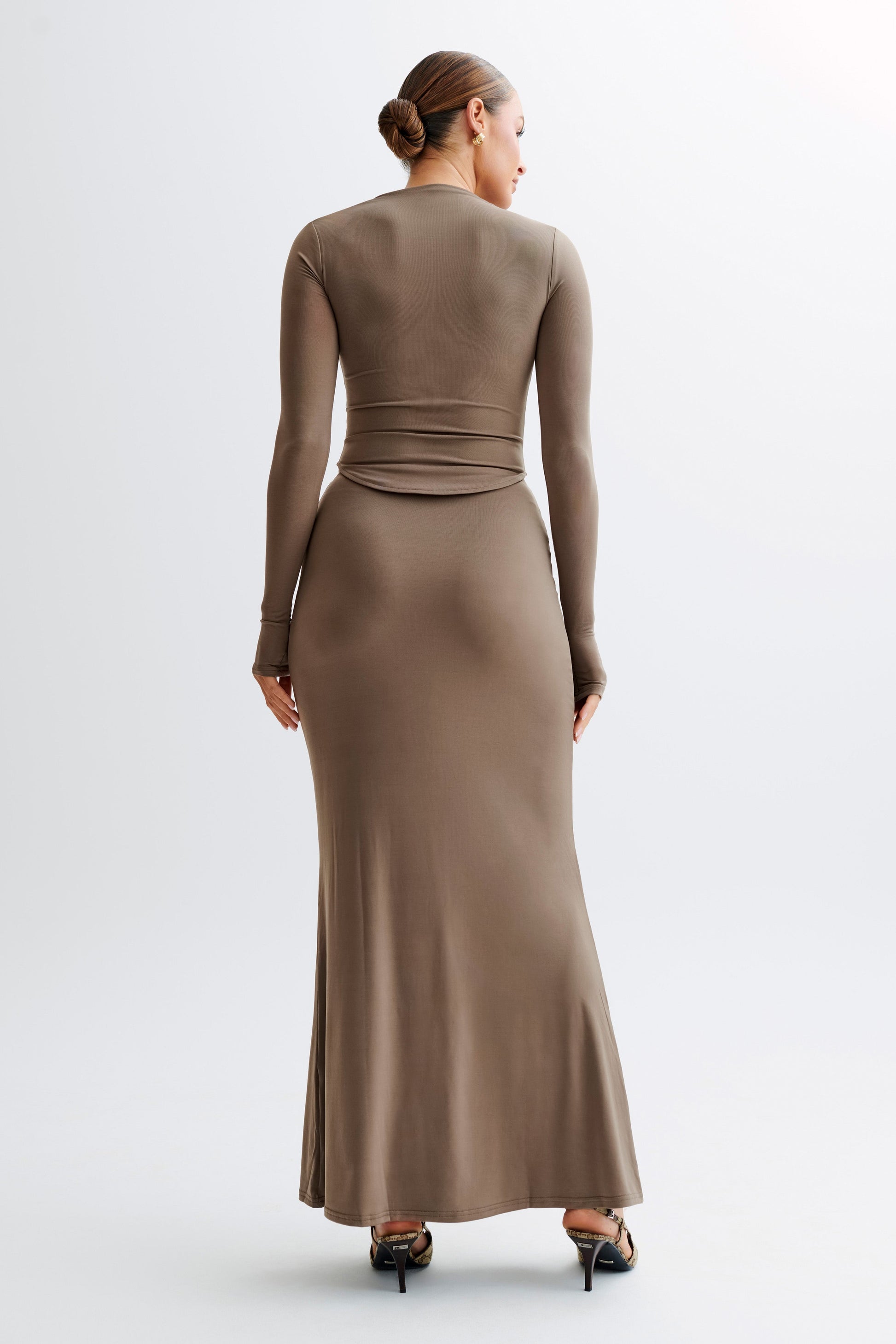 Bruna Slinky Fishtail Maxi Skirt - Coco #5