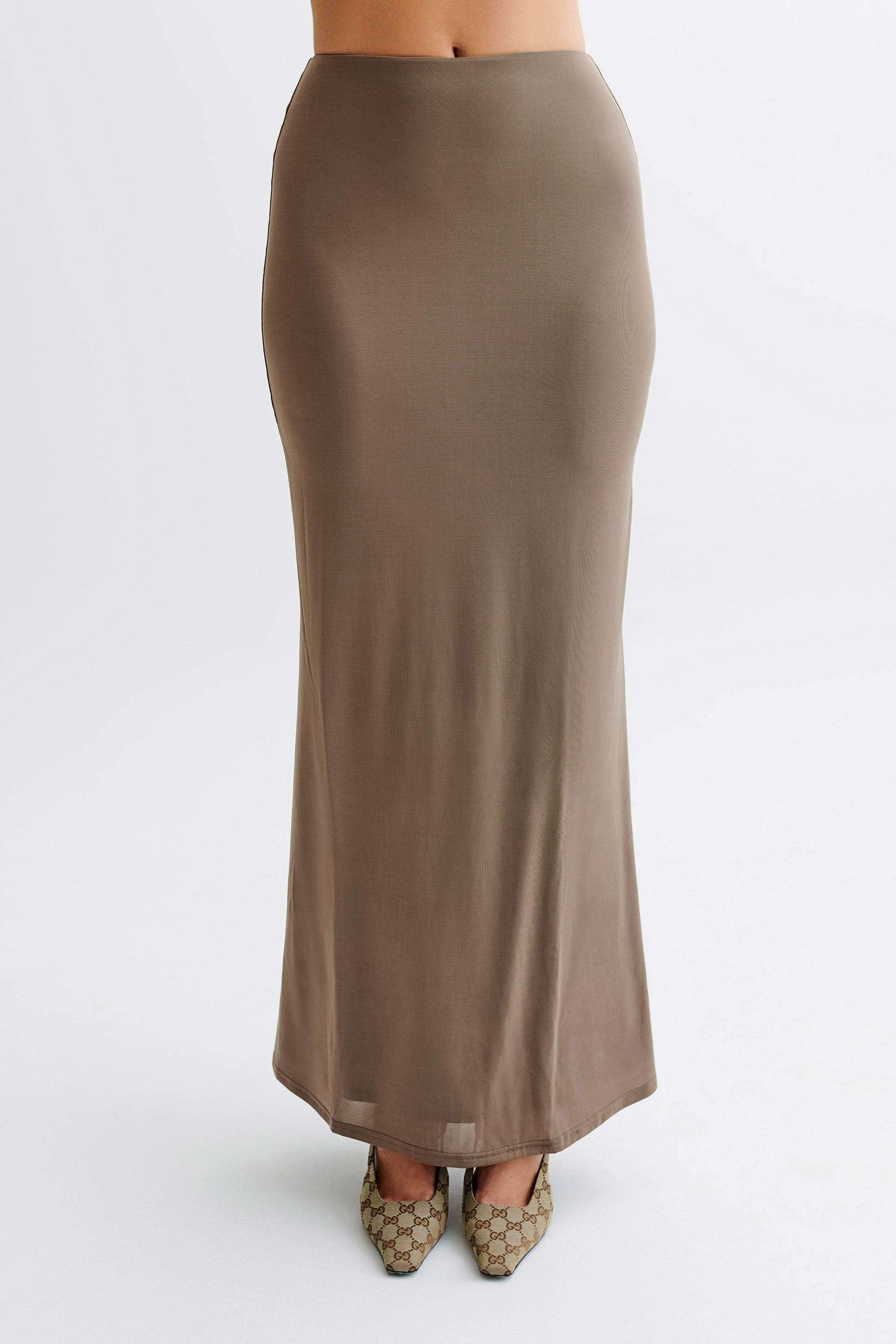 Bruna Slinky Fishtail Maxi Skirt - Coco #2