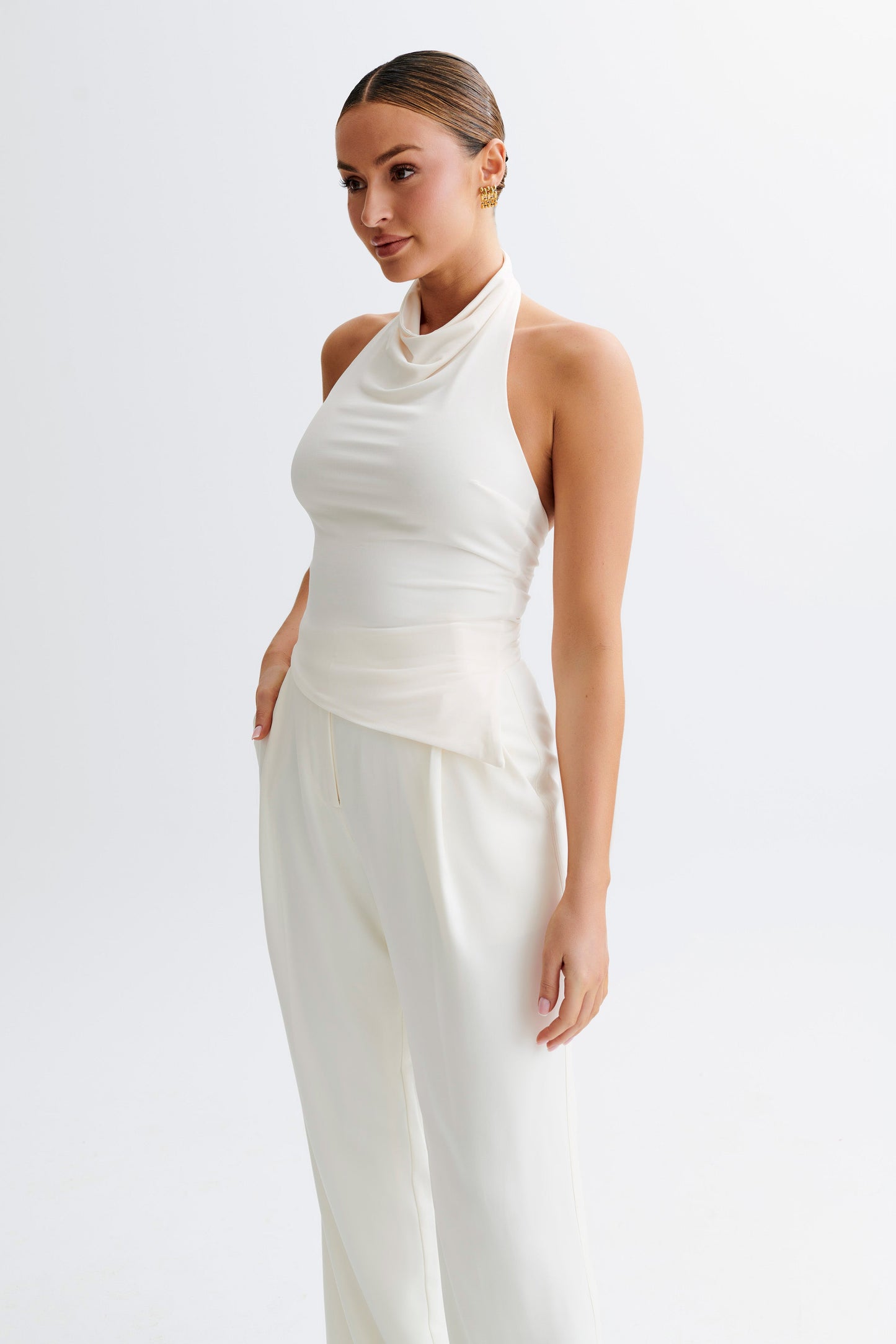 Federica Slinky Halter Neck Top - Ivory