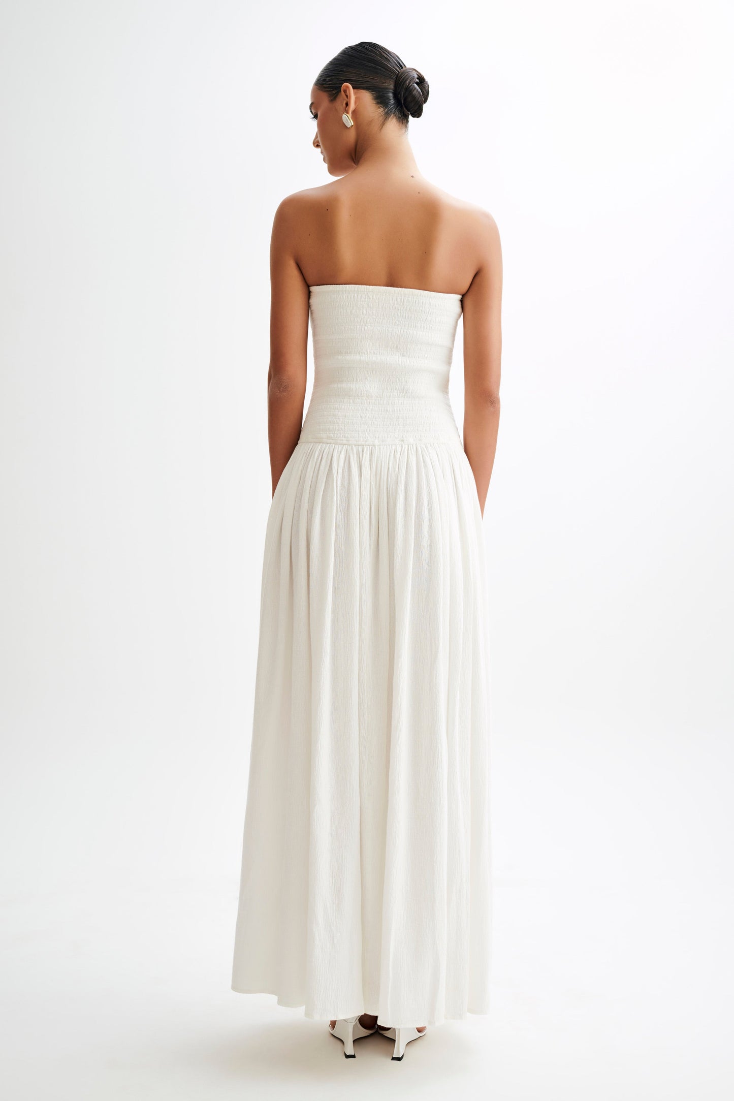 Maureen Cotton Shirring Maxi Dress - Ivory