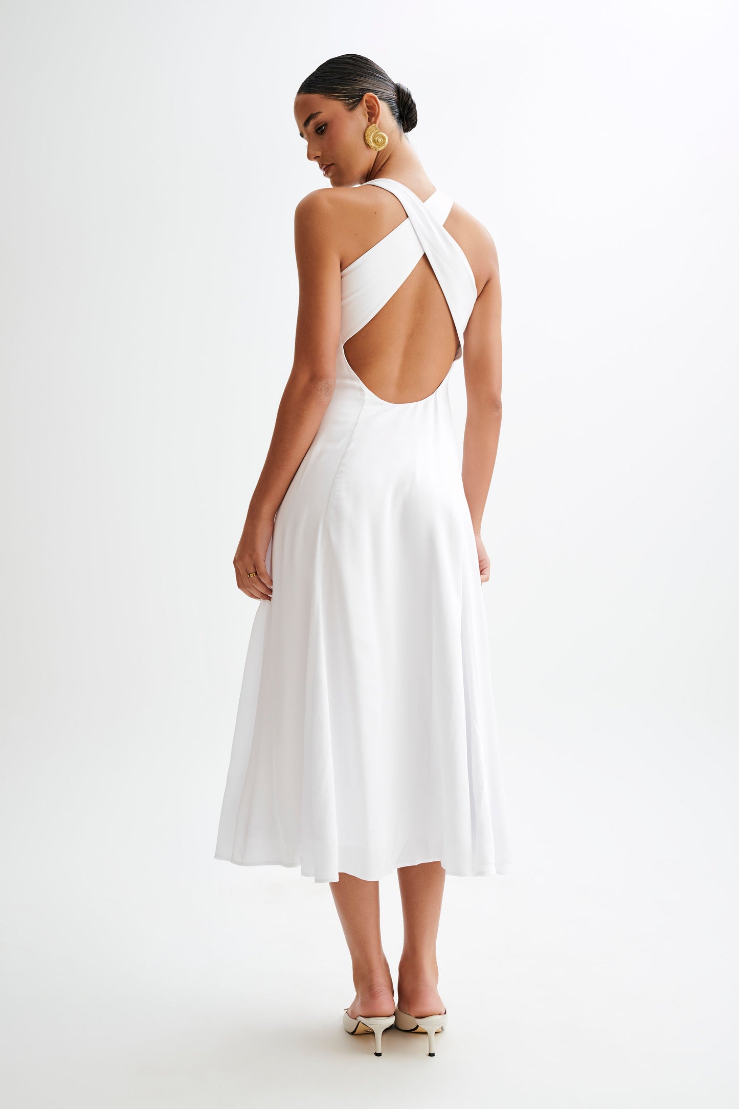 Carabella Cross Back Midi Dress - White