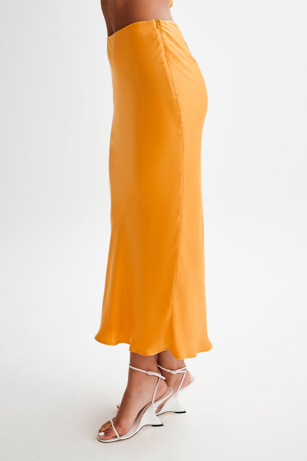 Viviana Satin Maxi Skirt - Tangerine