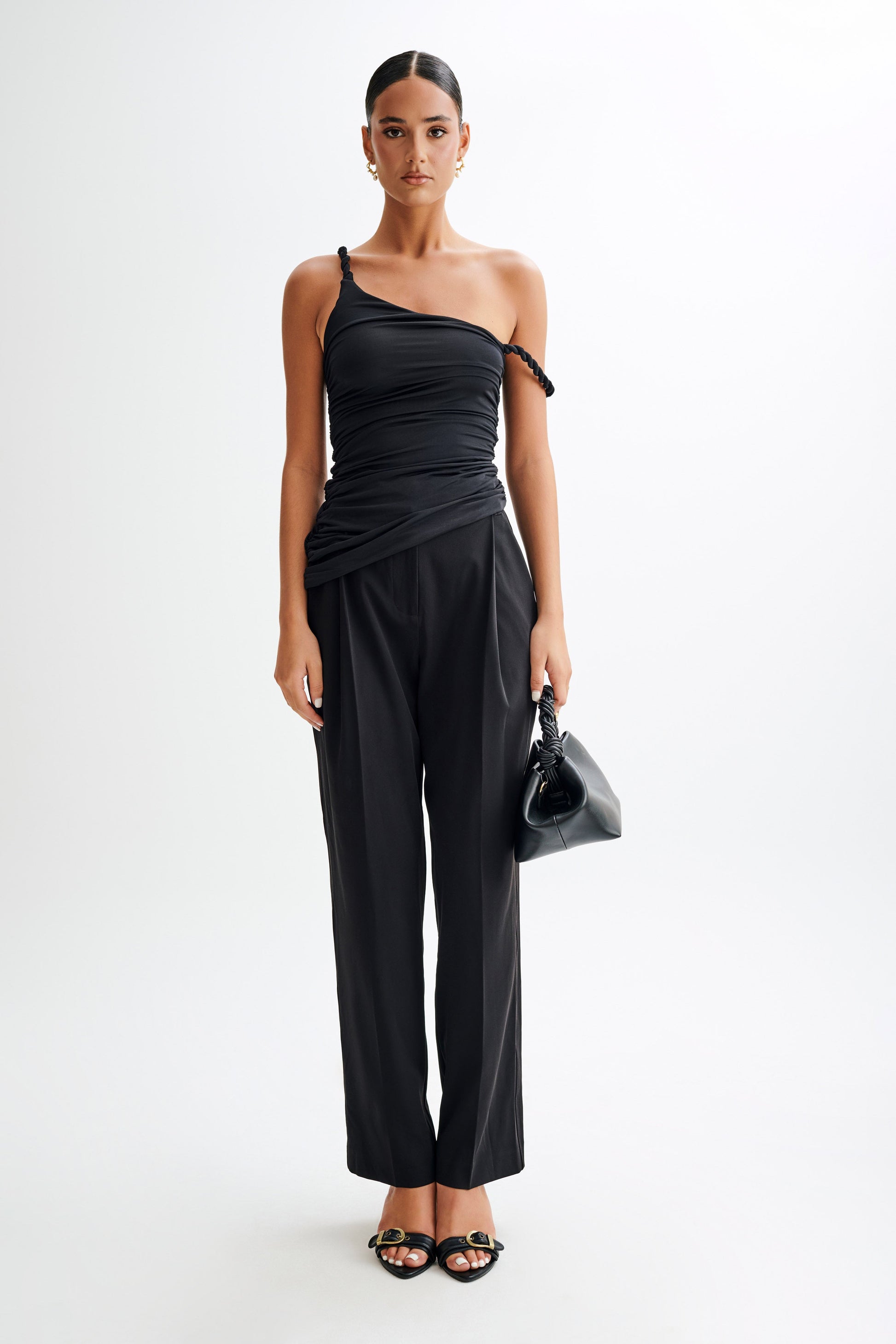 Palmira Slinky Asymmetric Sleeveless Top - Black #5