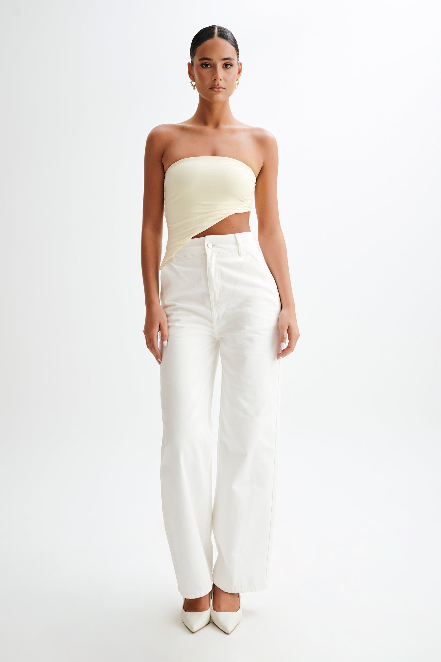 Donata Slinky Strapless Top - Lemon Sherbet