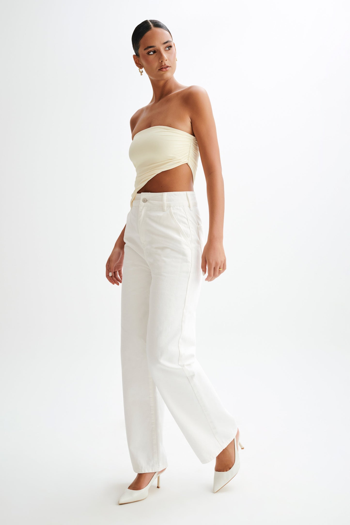 Donata Slinky Strapless Top - Lemon Sherbet