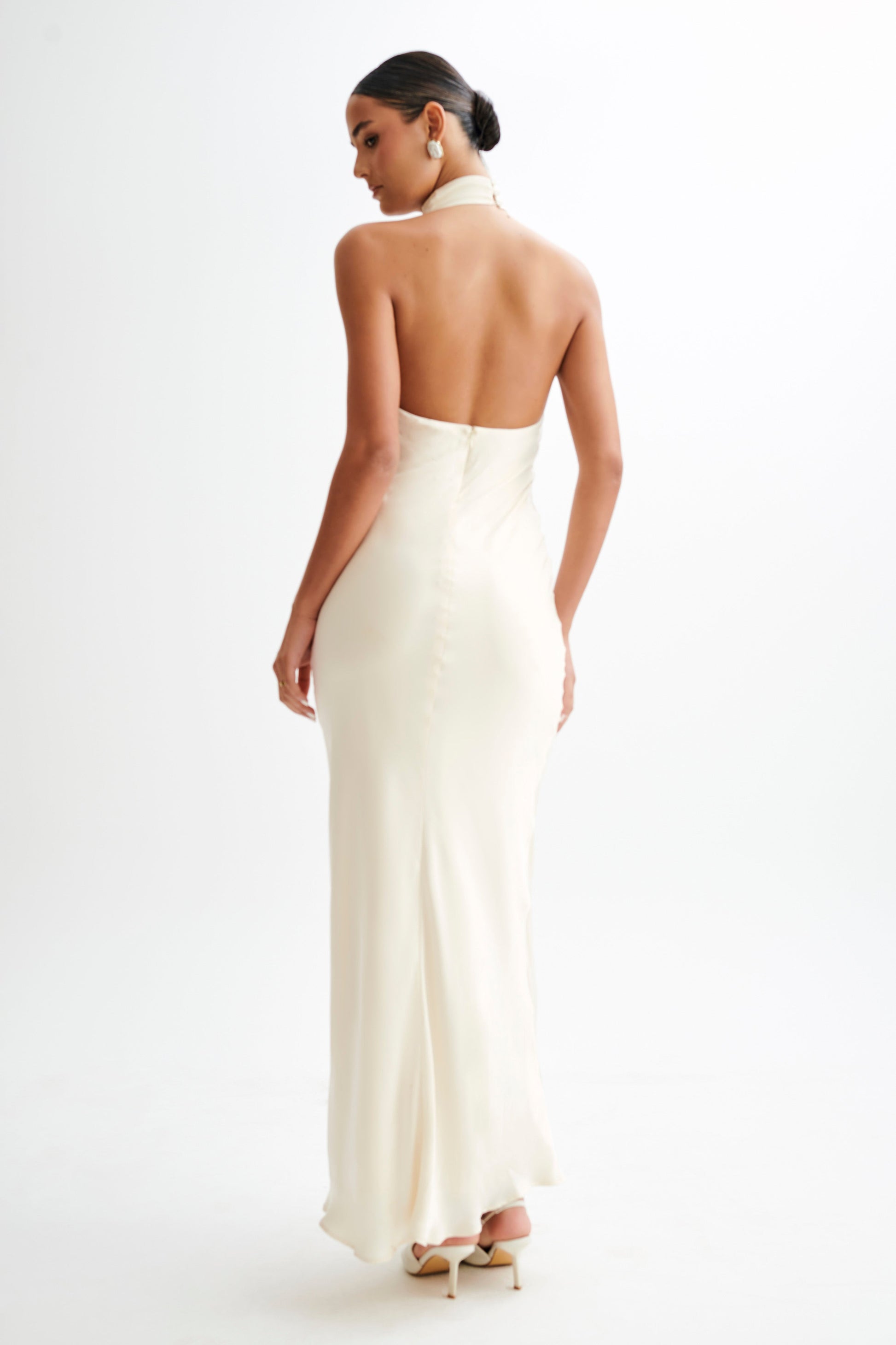 Belladonna Satin Halter Maxi Dress - Ivory #5