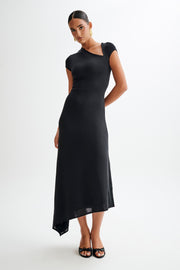 Ilaria Slinky Maxi Dress With Cut Out - Black