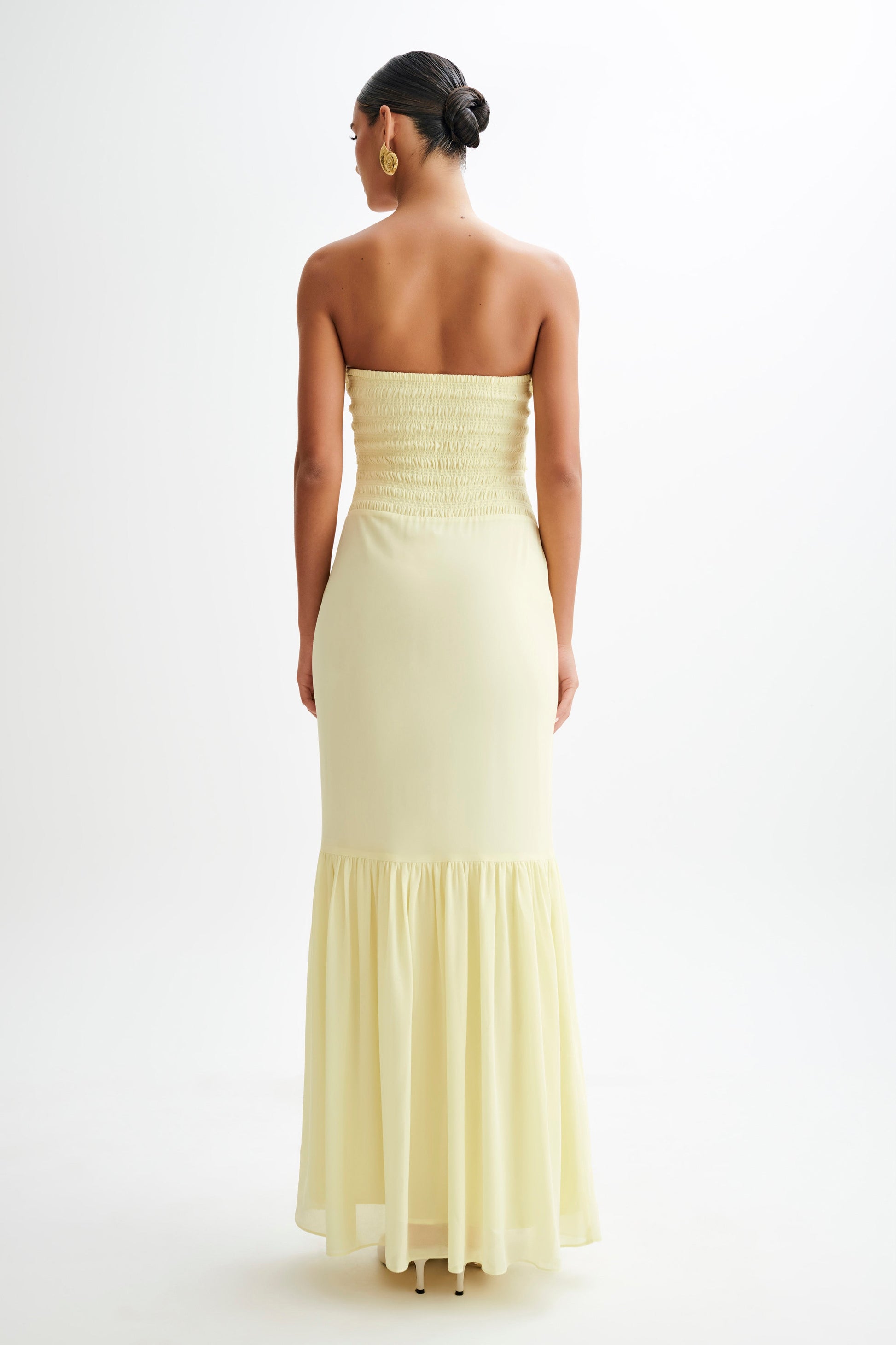 Olivette Strapless Chiffon Maxi Dress - Lemon Sherbet #2