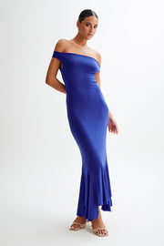 Analina Slinky Handkerchief Midi Dress - Cobalt Blue