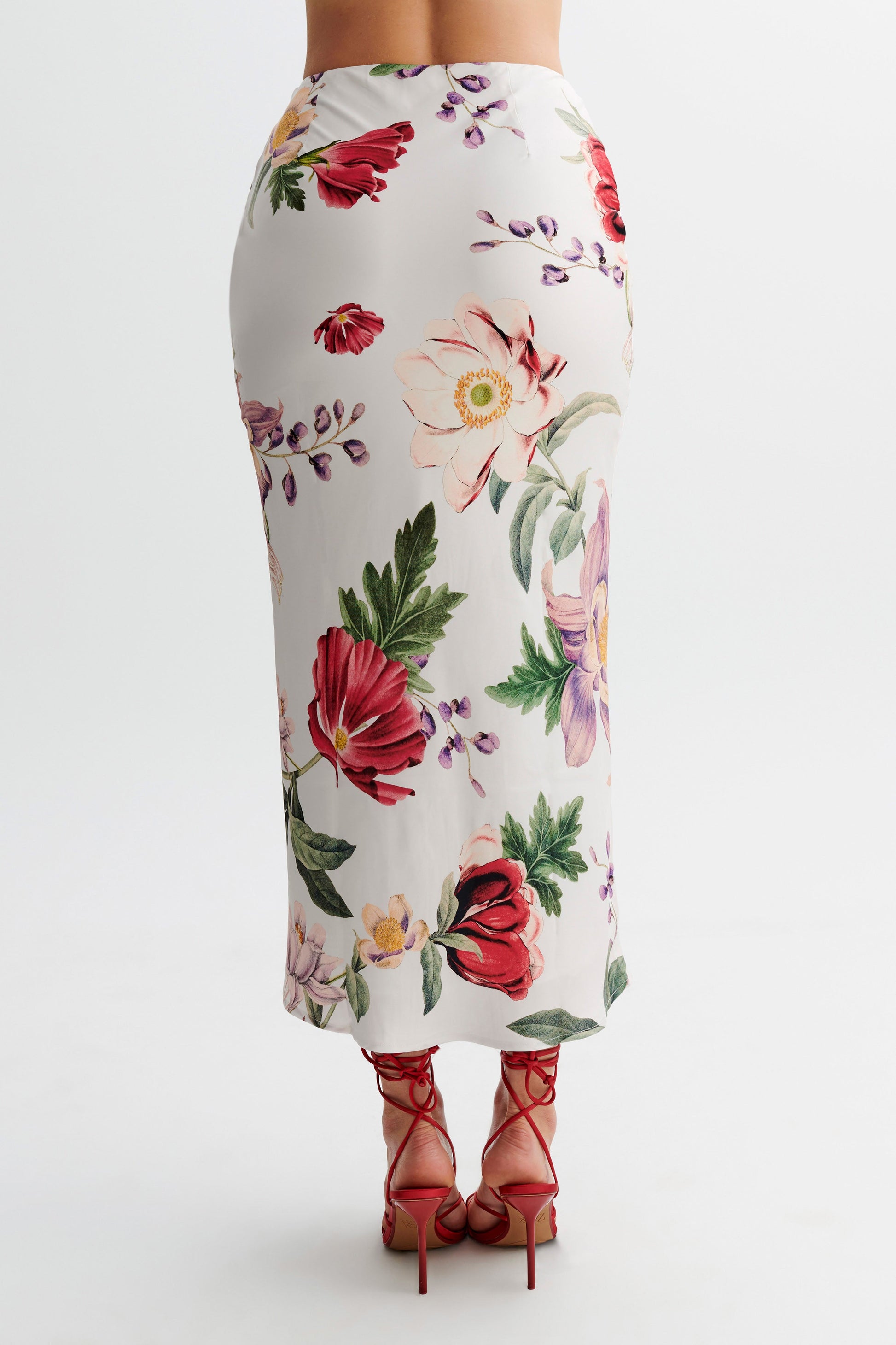 Viviana Satin Midi Skirt - Bella Rosa Print #4