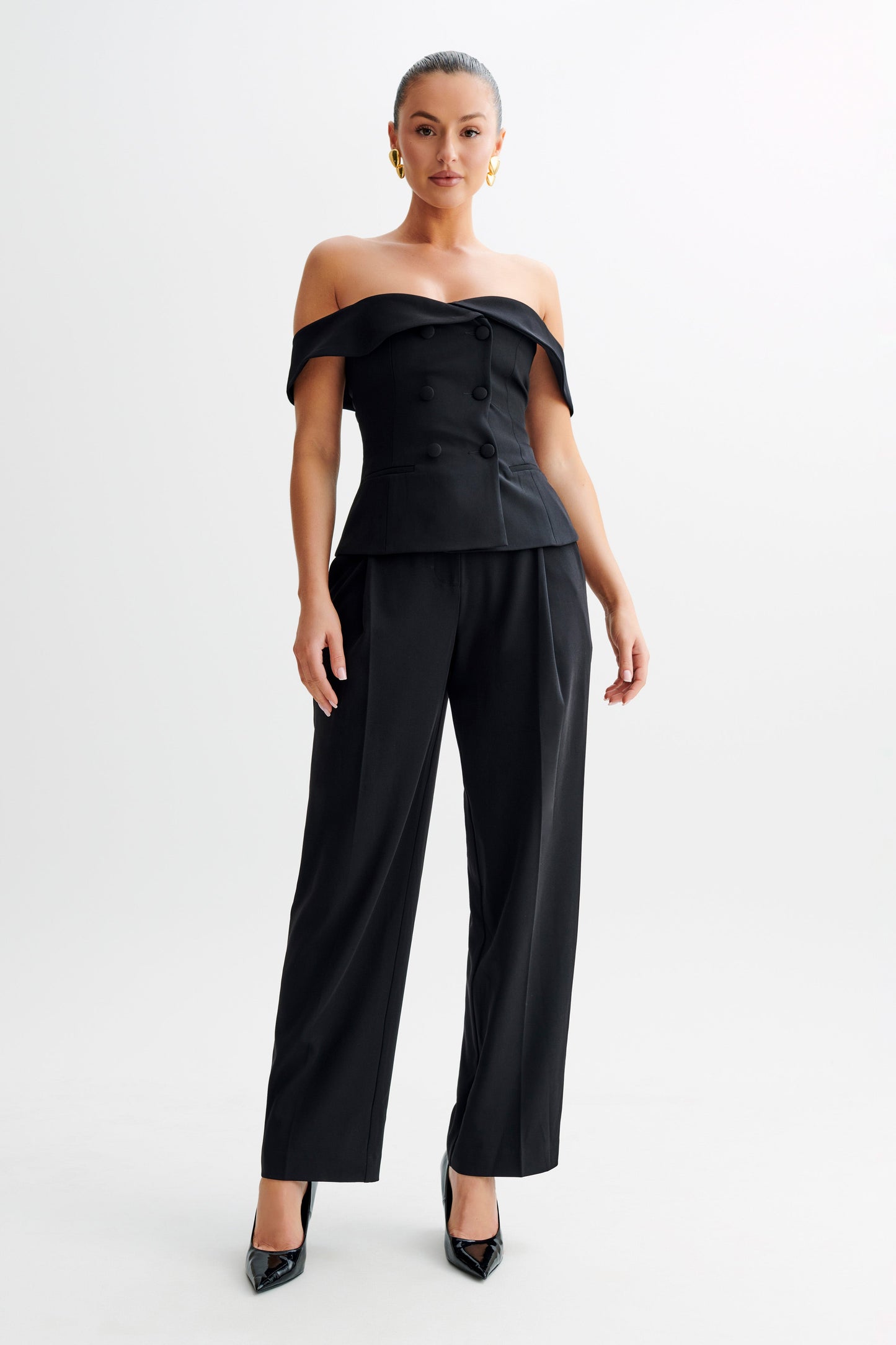 Krista Strapless Suiting Top - Black