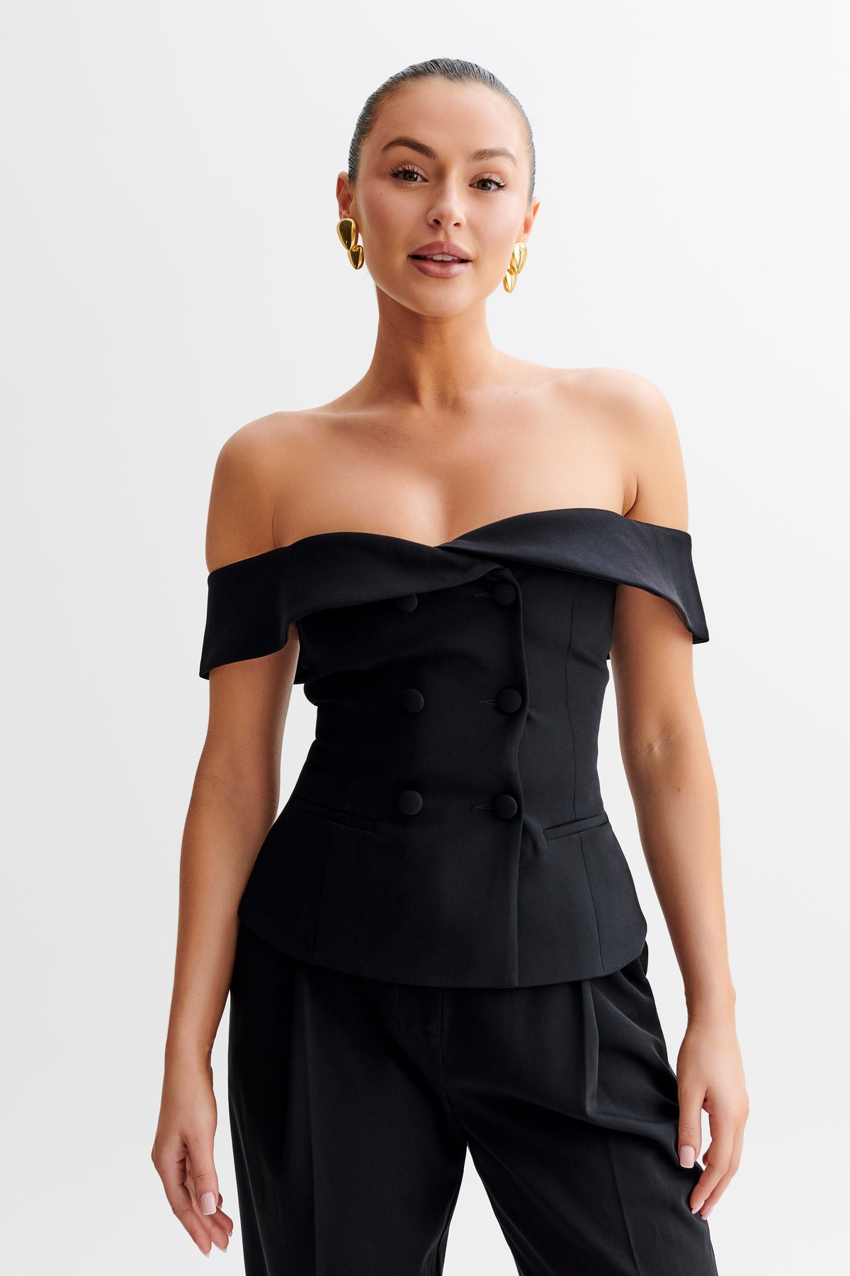 Krista Strapless Suiting Top - Black #2
