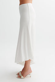 Bea Asymmetrical Slinky Maxi Skirt - White