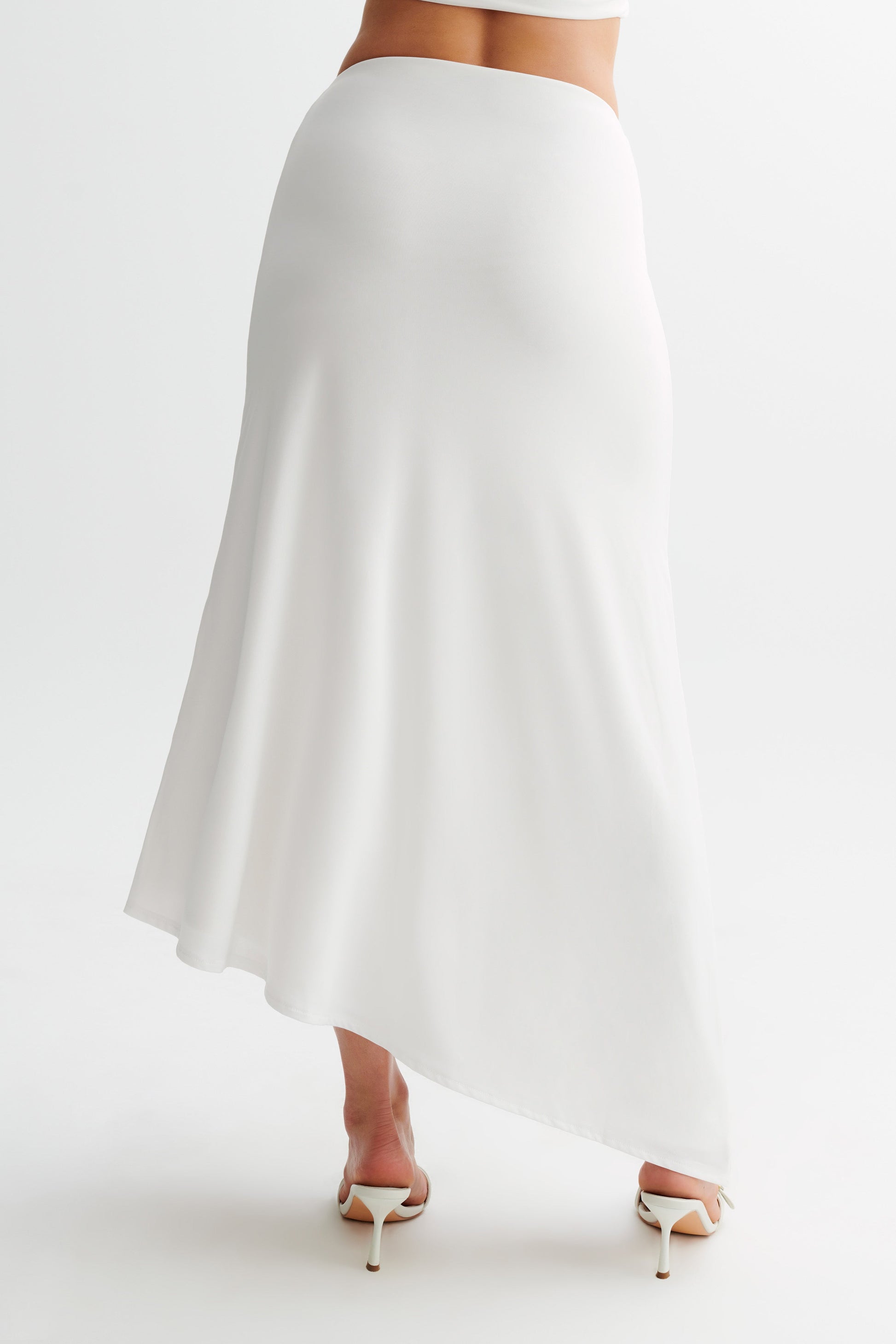 Bea Asymmetrical Slinky Maxi Skirt - White #2