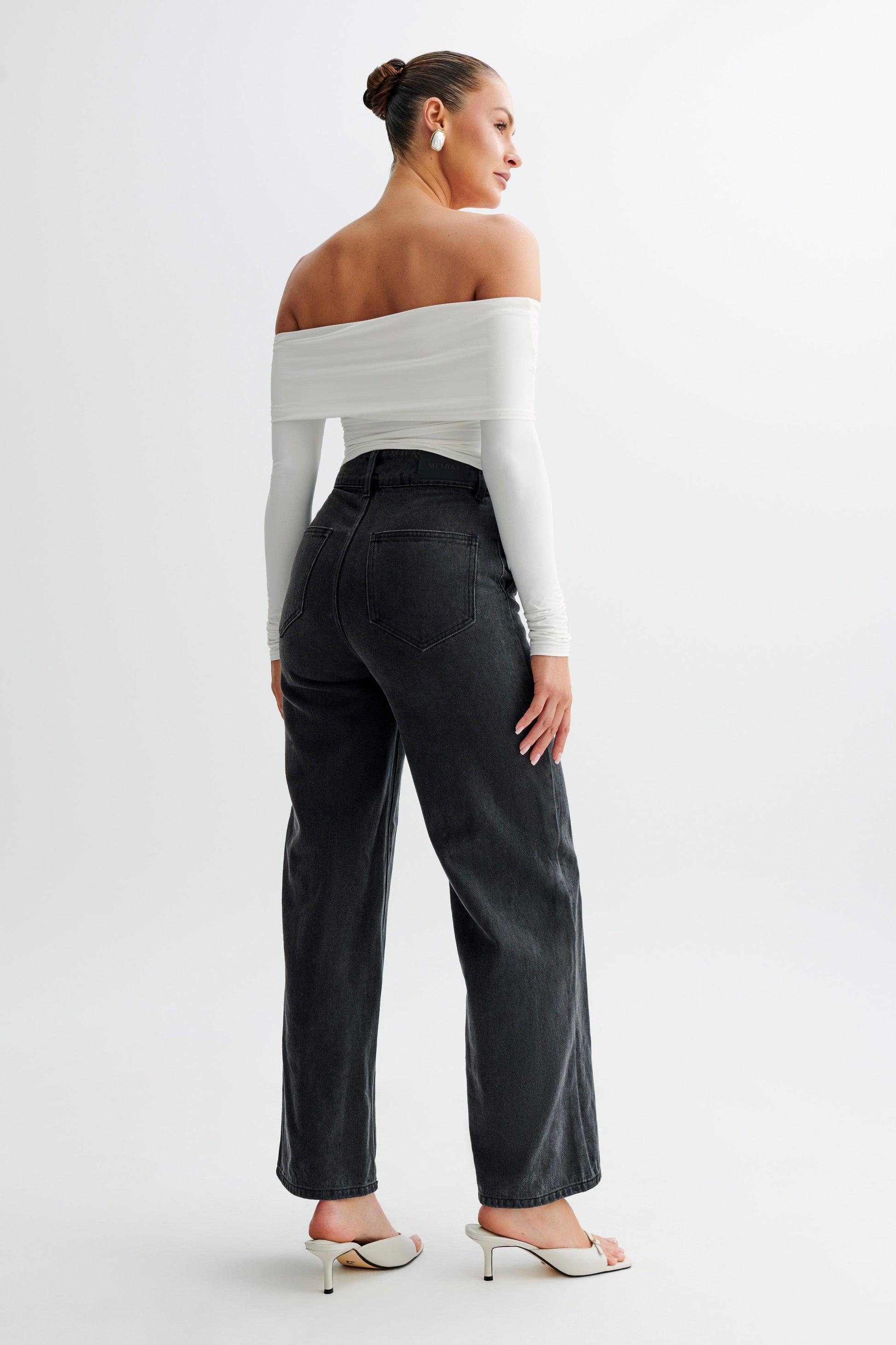 Prue Ruched Off Shoulder Long Sleeve Top - White #6