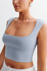 Linley Recycled Nylon Cropped Top - Dusty Blue