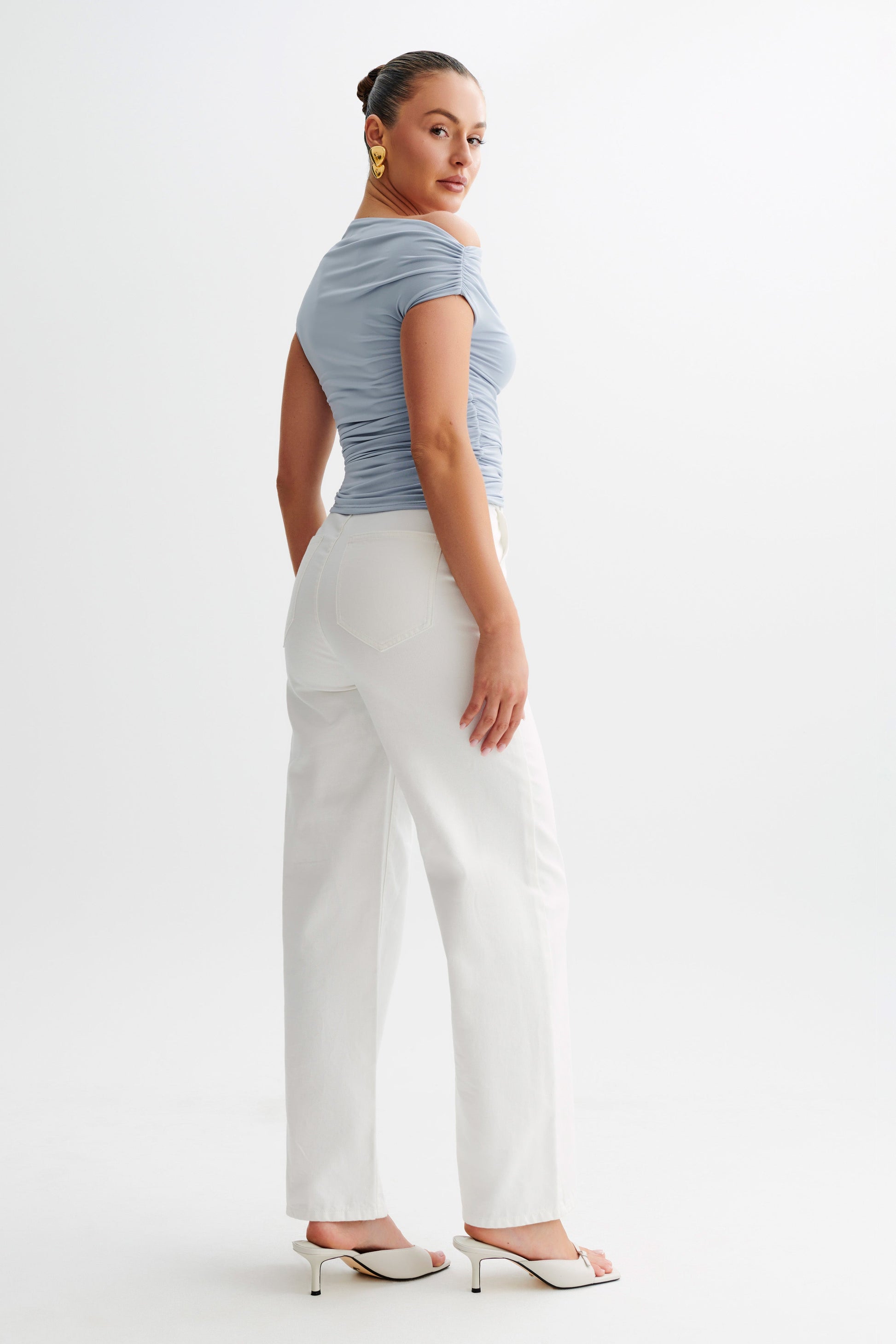 Alayna Slinky Ruched Top - Dusty Blue #6