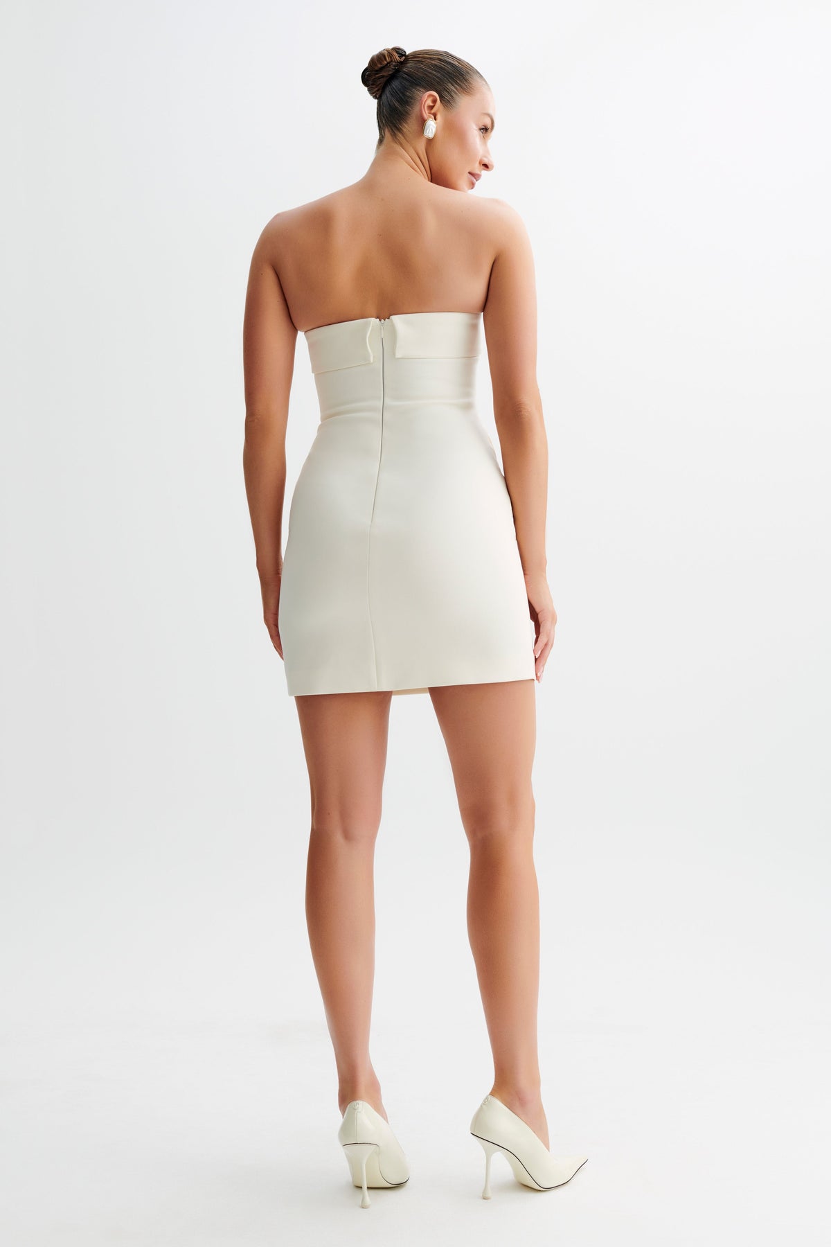 Abbie Strapless Suiting Mini Dress - Ivory #7