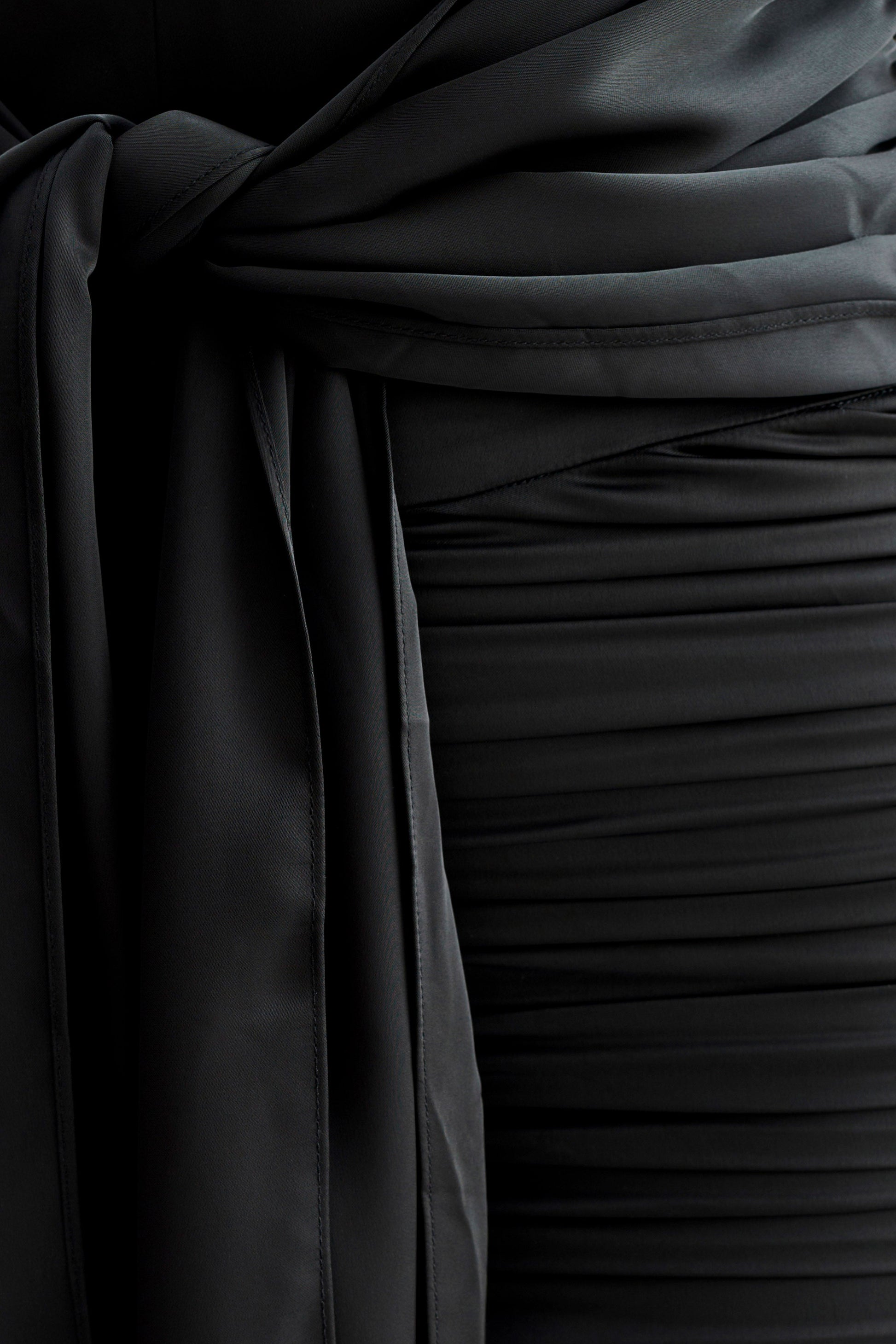 Ambrosi Satin Chiffon Mini Dress - Black #7