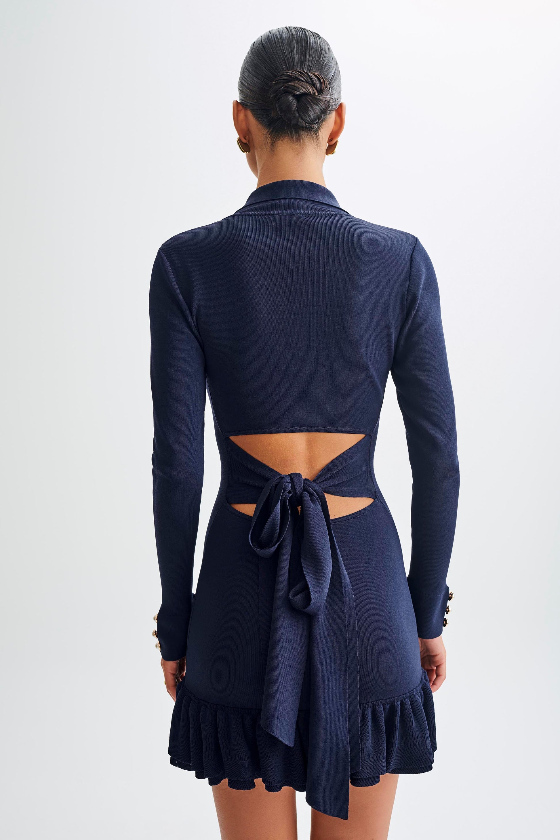 Pareesa Frill Mini Dress - Navy #3