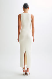 Marina Sleeveless Buttoned Knit Midi Dress - Ivory