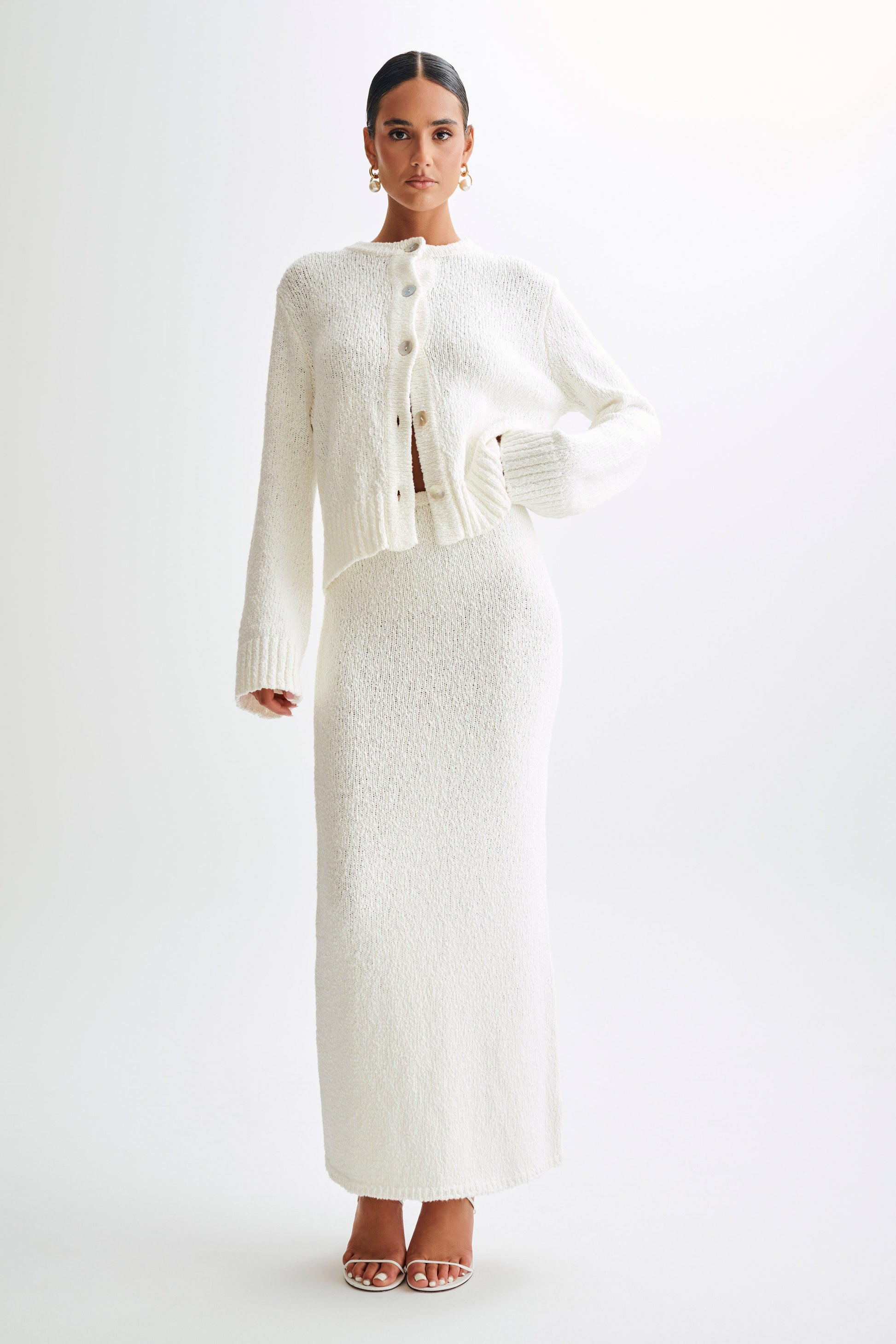 Moira Boucle Maxi Skirt - White #2