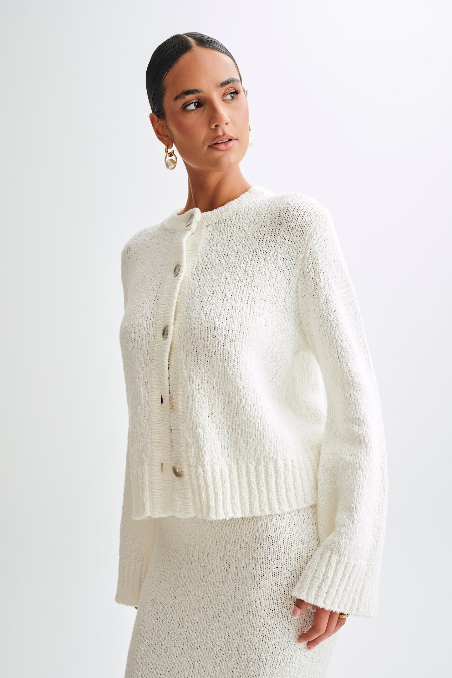 Moira Oversized Boucle Cardigan - White