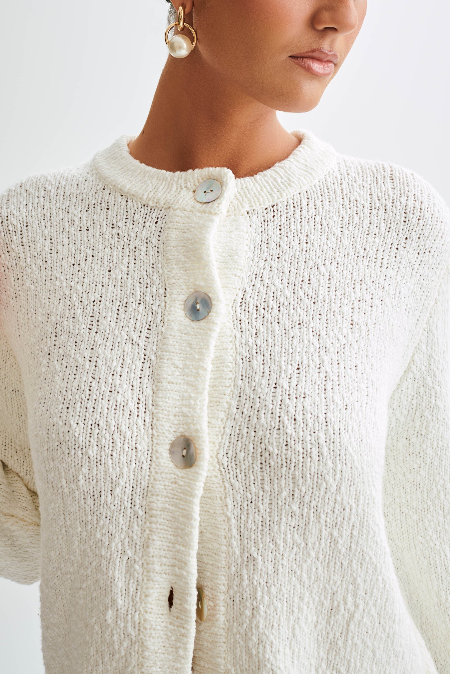 Moira Oversized Boucle Cardigan - White