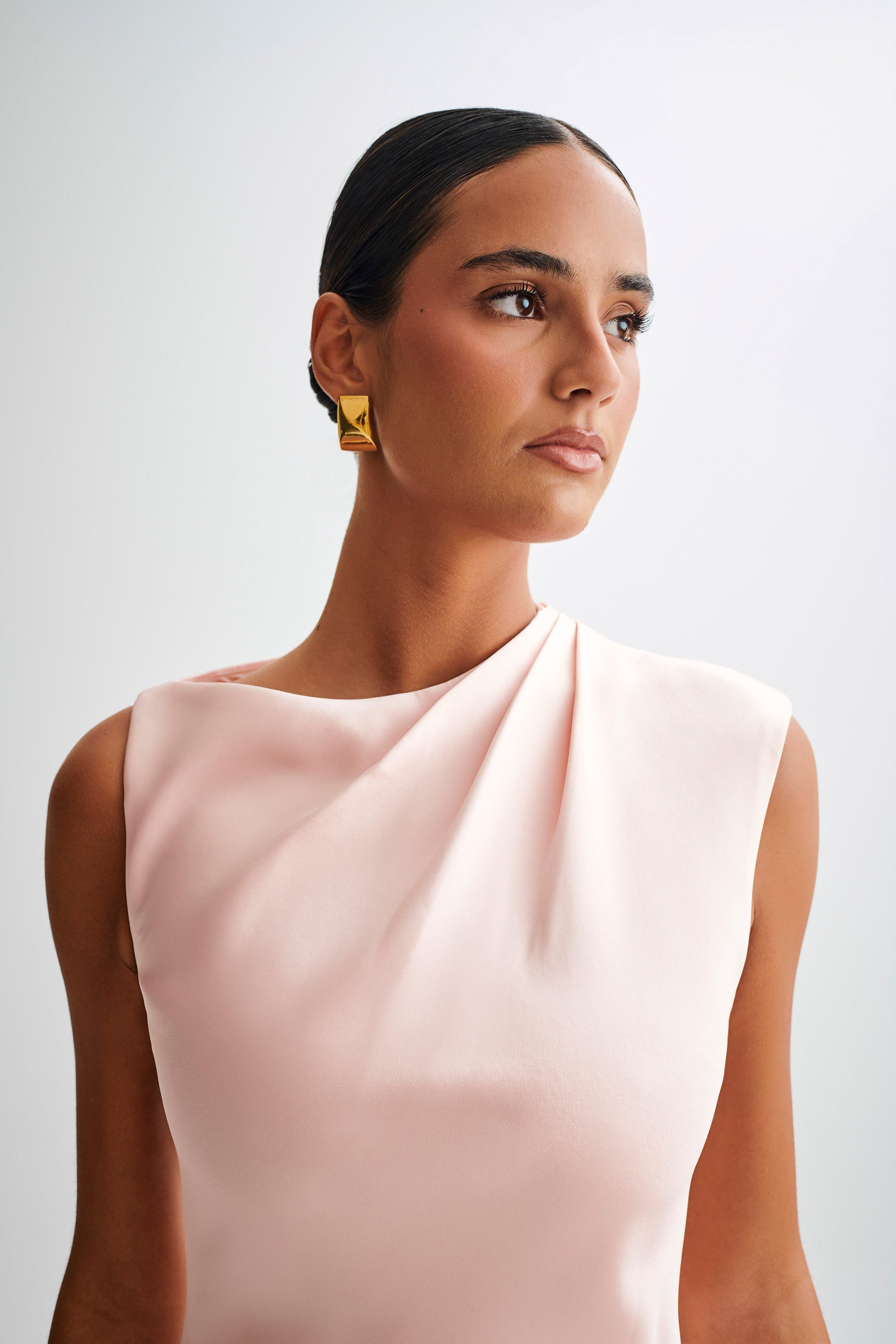 Granger Satin Structured Mini Dress - Pale Pink #7