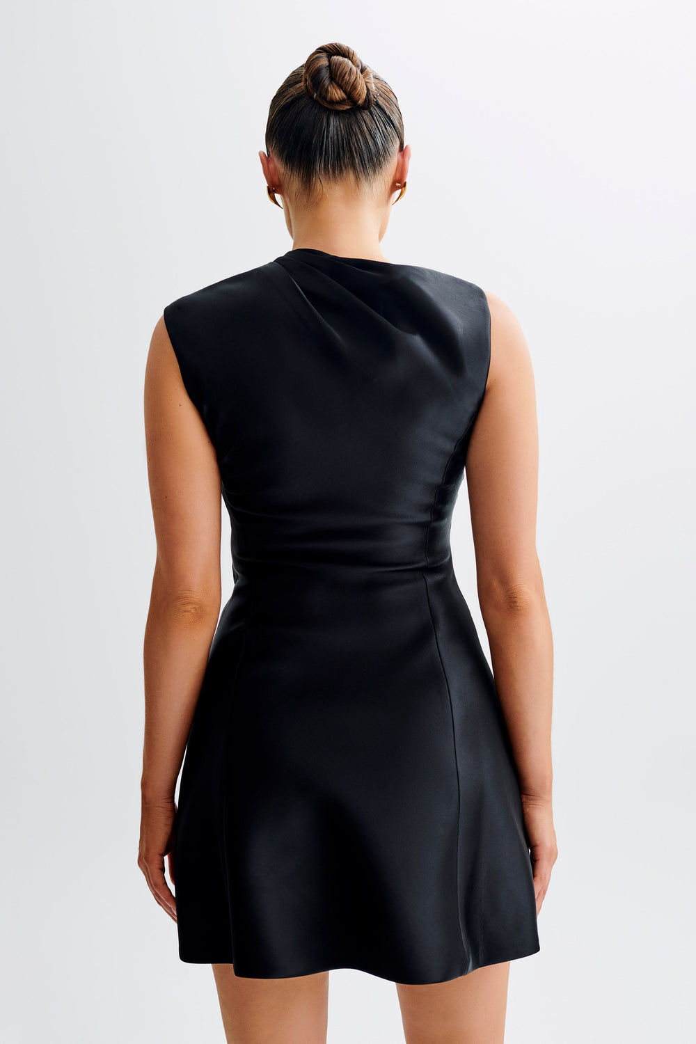 Granger Satin Structured Mini Dress - Black
