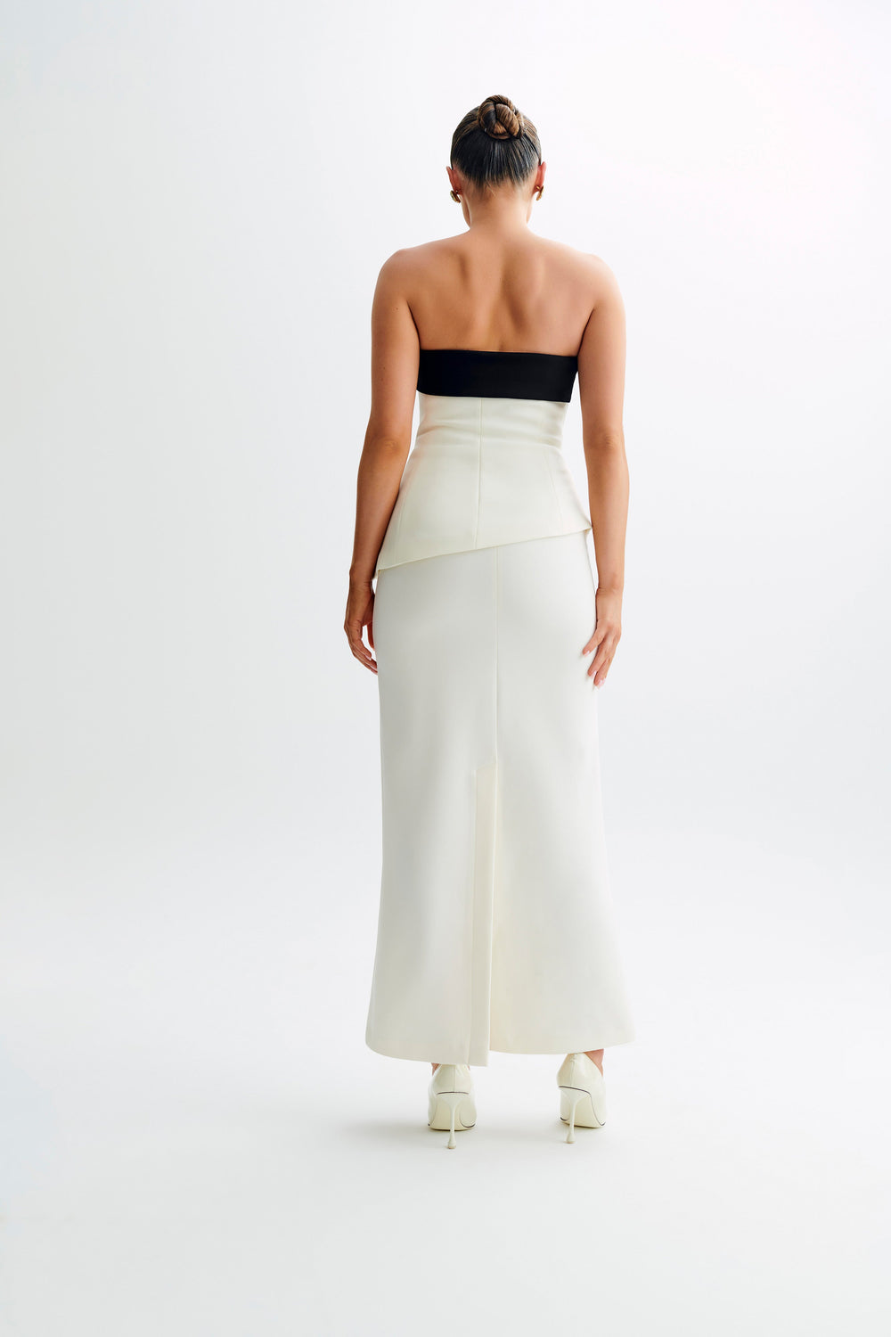 Micah Contrast Suiting Strapless Top - White
